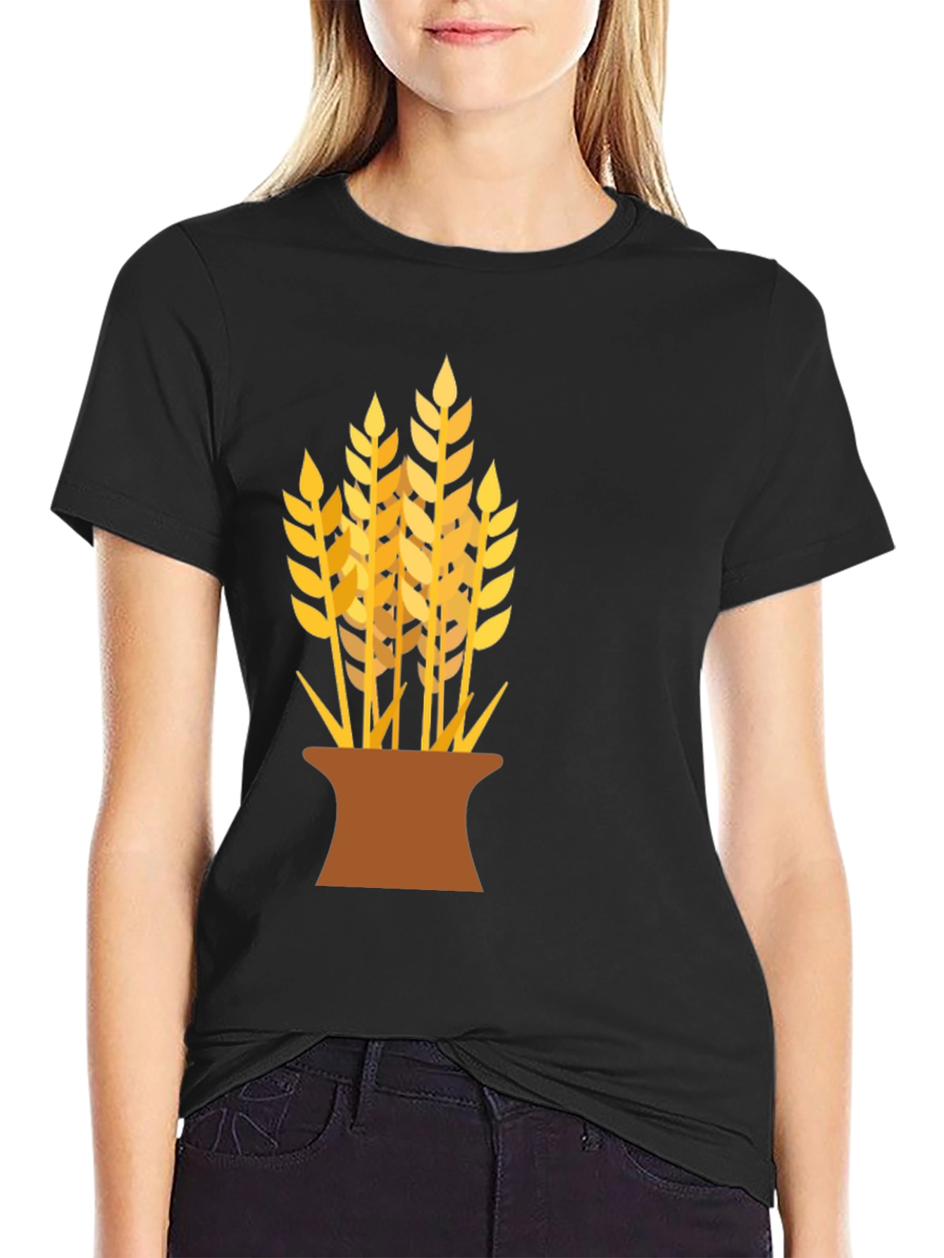 Wheat Graphic Black T-Shirt