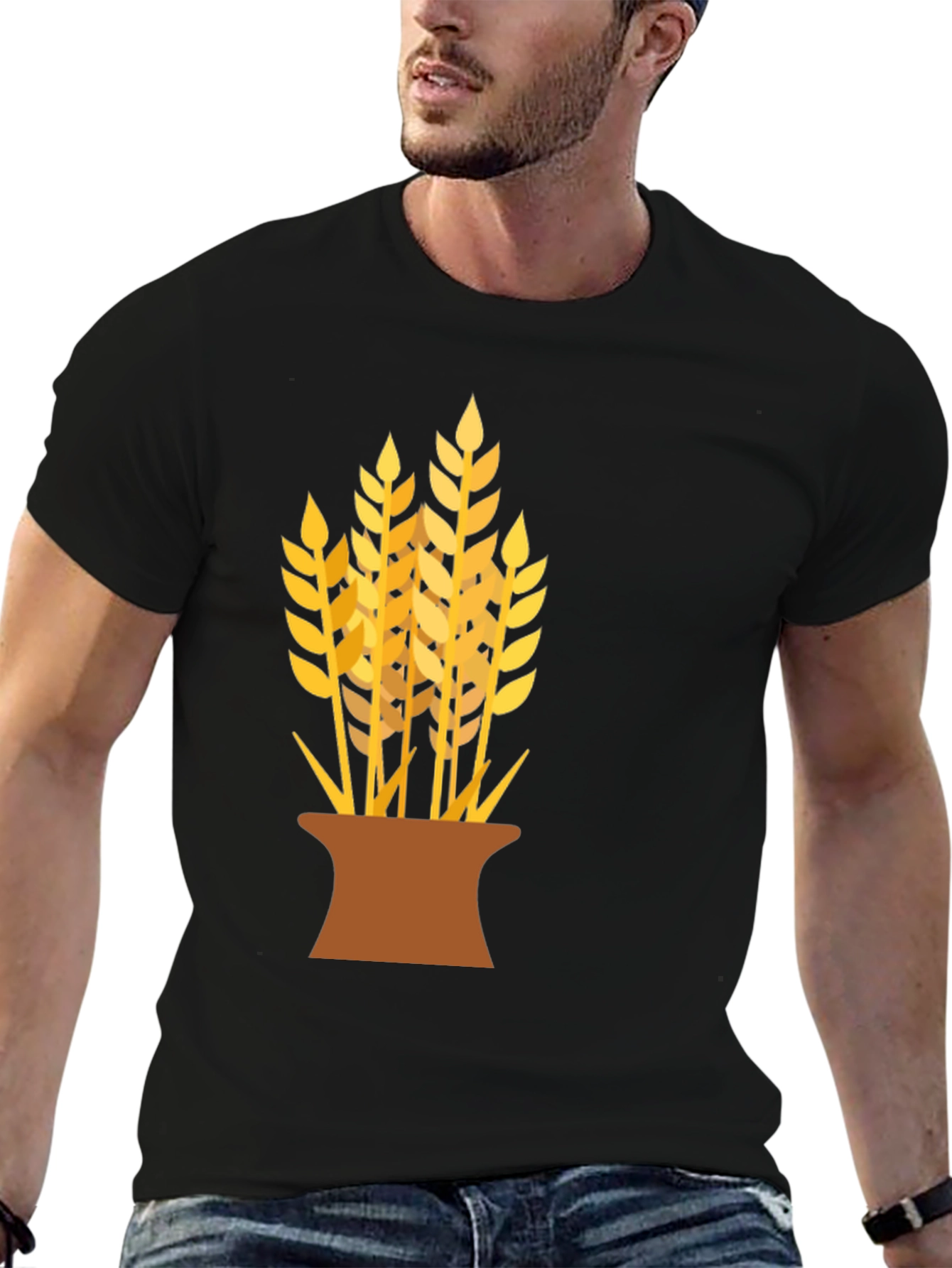 Wheat Graphic Black T-Shirt