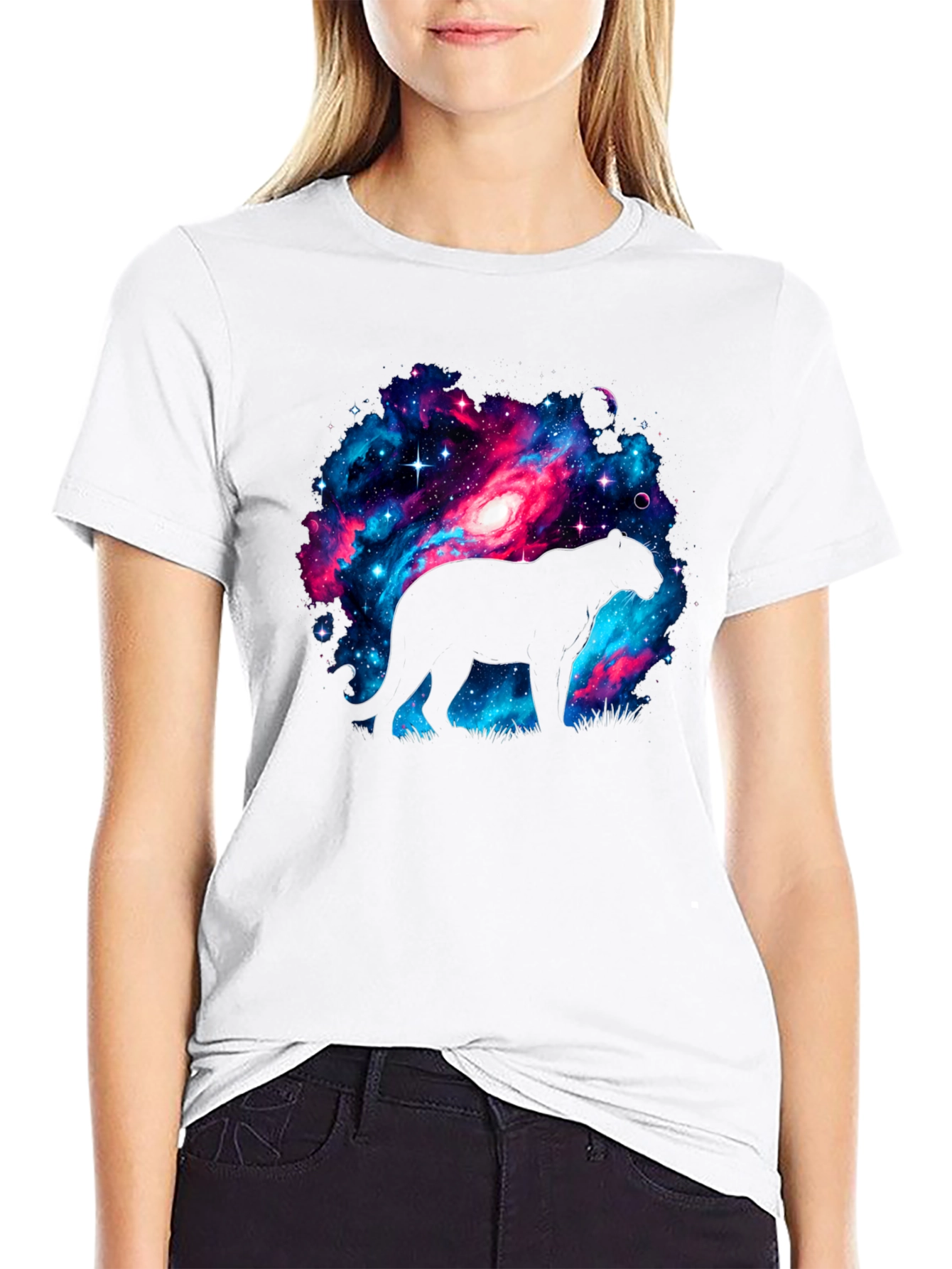 Galaxy Panther T-Shirt - Cosmic Cat Design