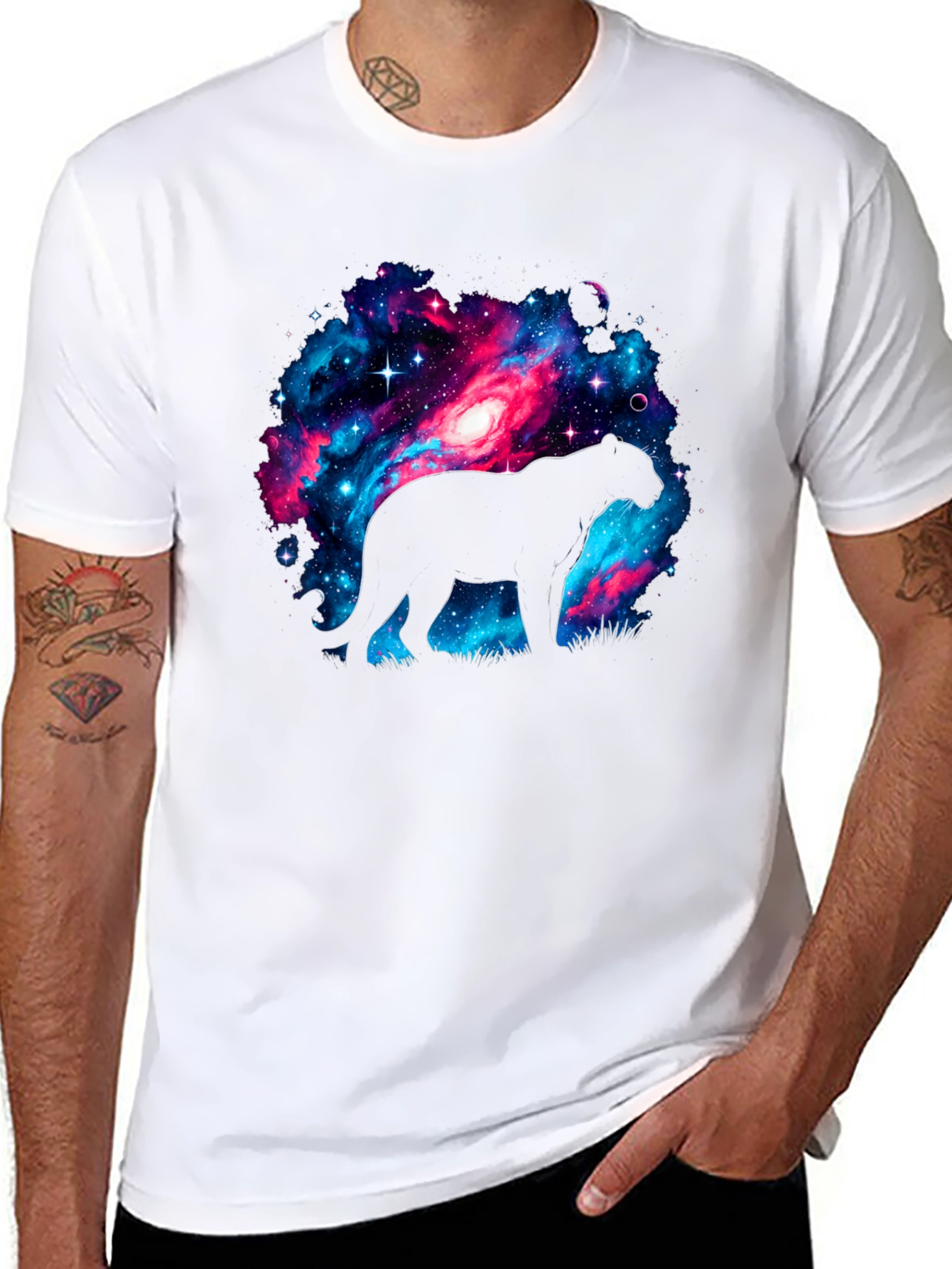 Galaxy Panther T-Shirt - Cosmic Cat Design