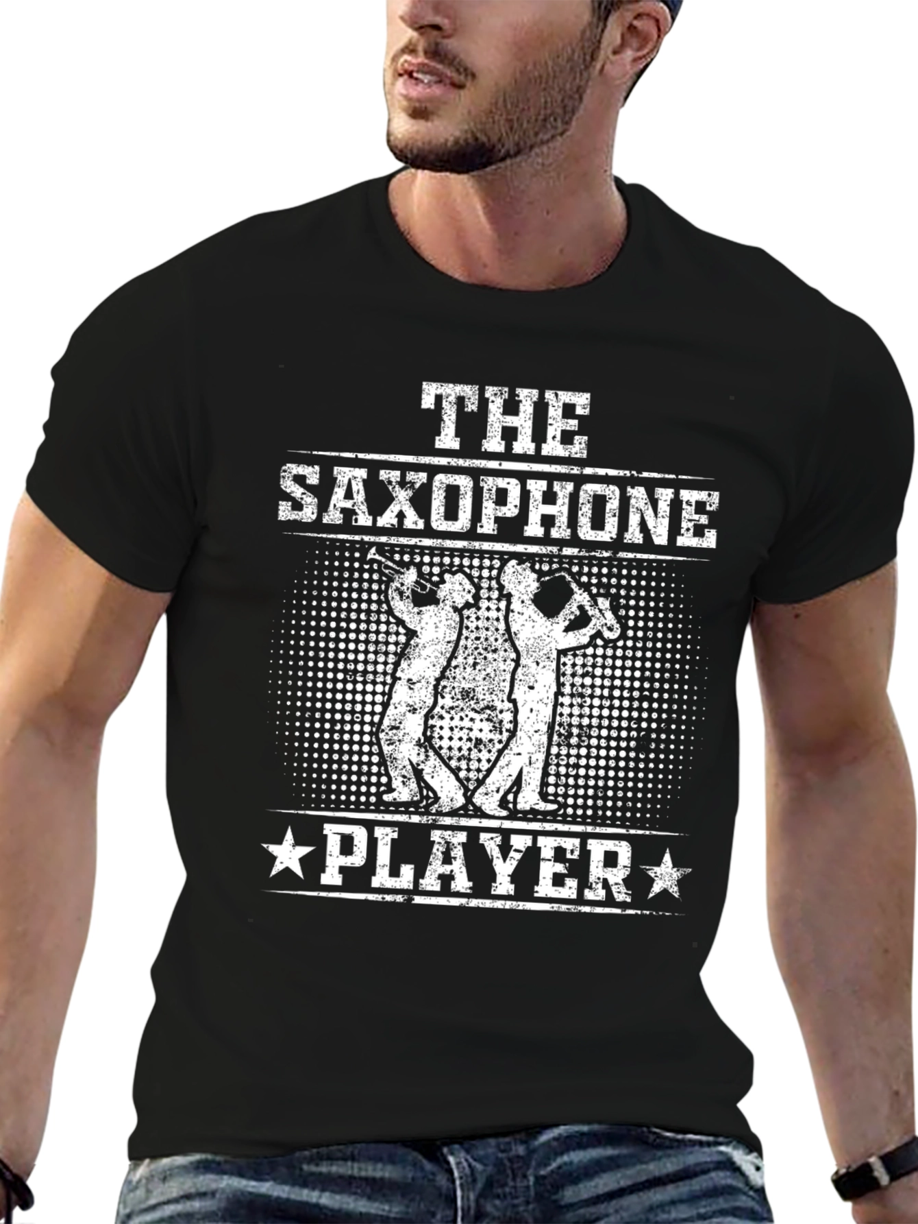 The Saxophone Player Black T-Shirt