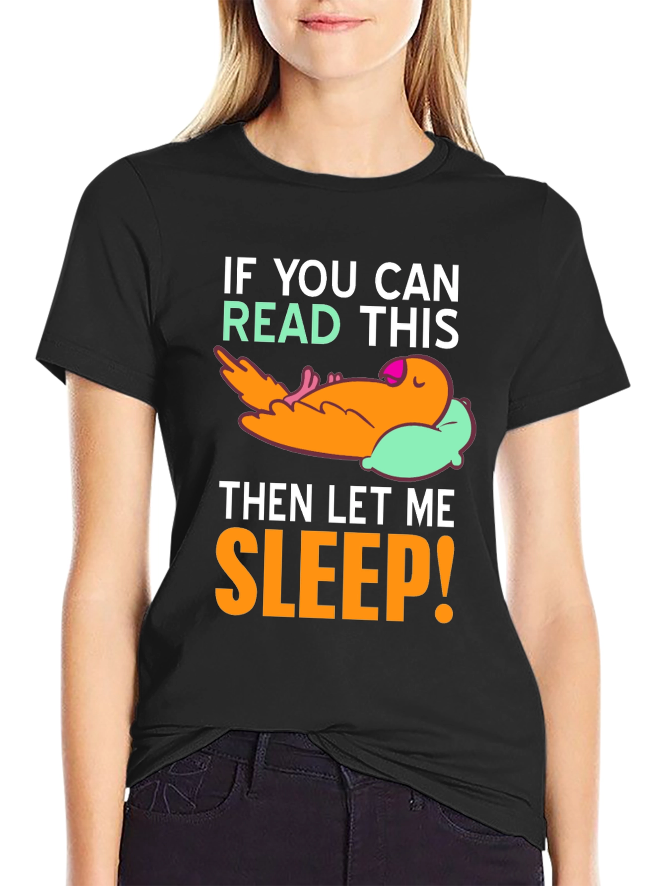 Sleepy Bird Graphic T-Shirt - Funny Slogan Tee