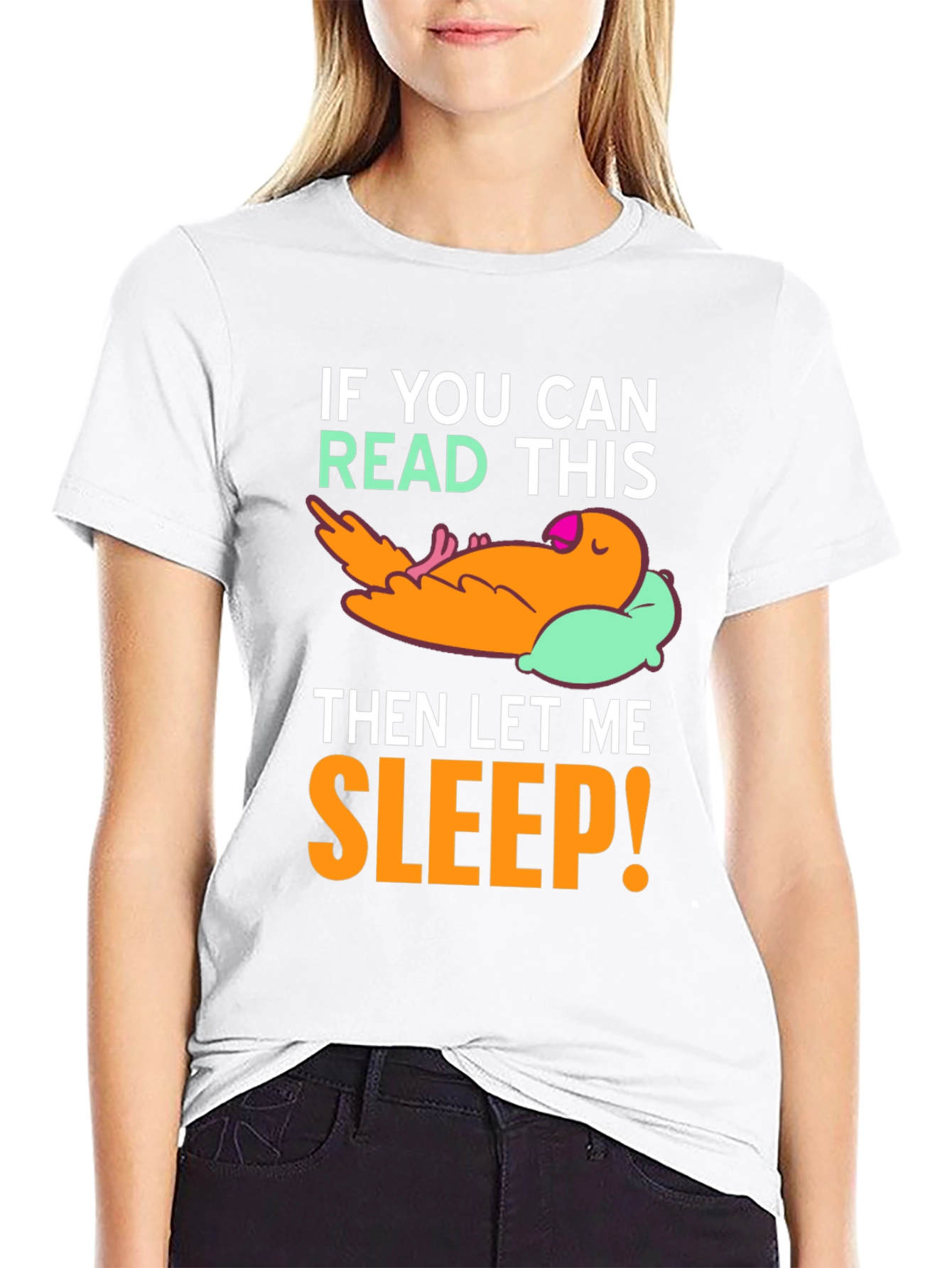 Sleepy Bird Graphic T-Shirt - Funny Slogan Tee