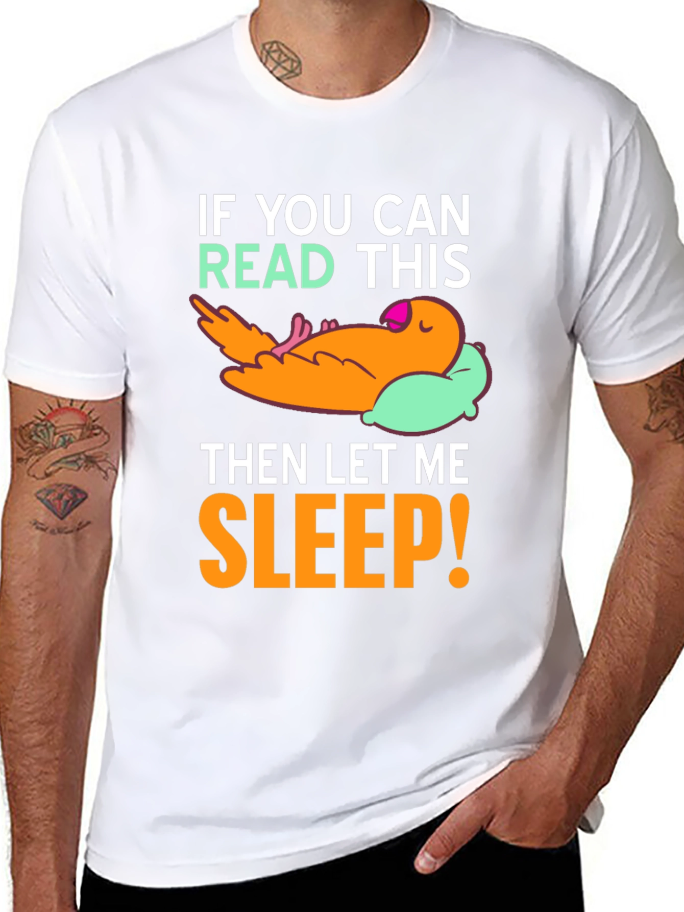 Sleepy Bird Graphic T-Shirt - Funny Slogan Tee