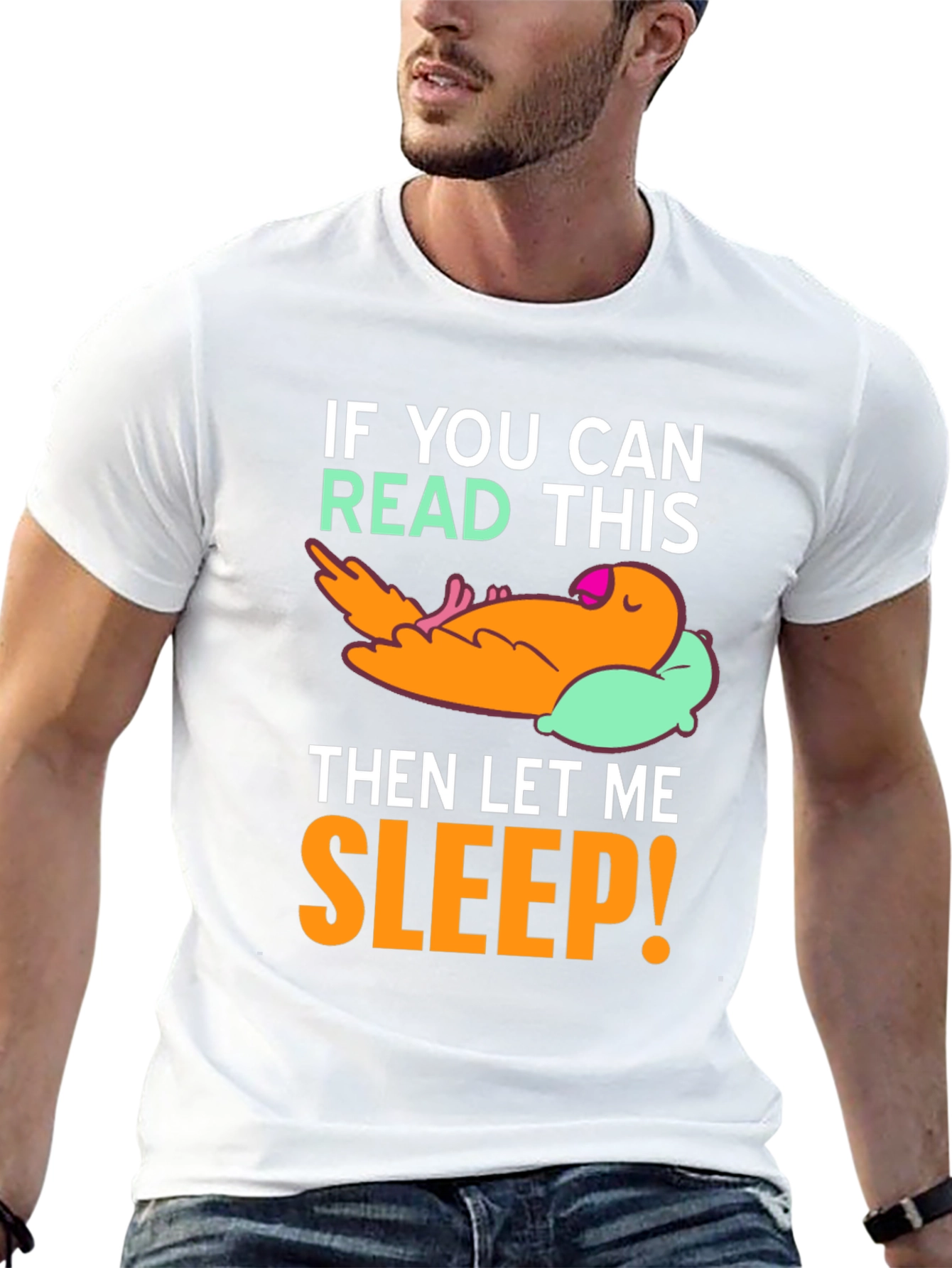 Sleepy Bird Graphic T-Shirt - Funny Slogan Tee