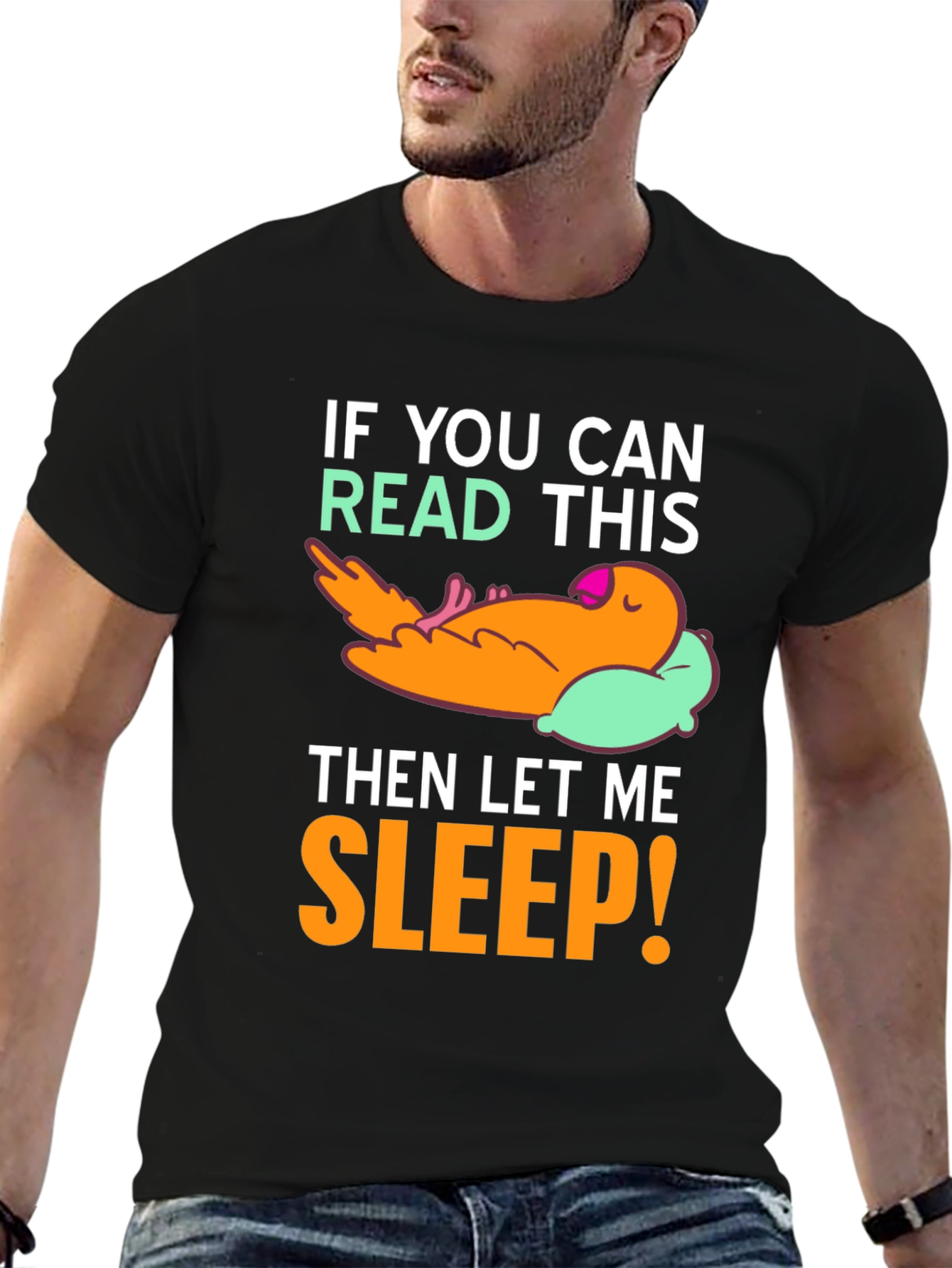 Sleepy Bird Graphic T-Shirt - Funny Slogan Tee