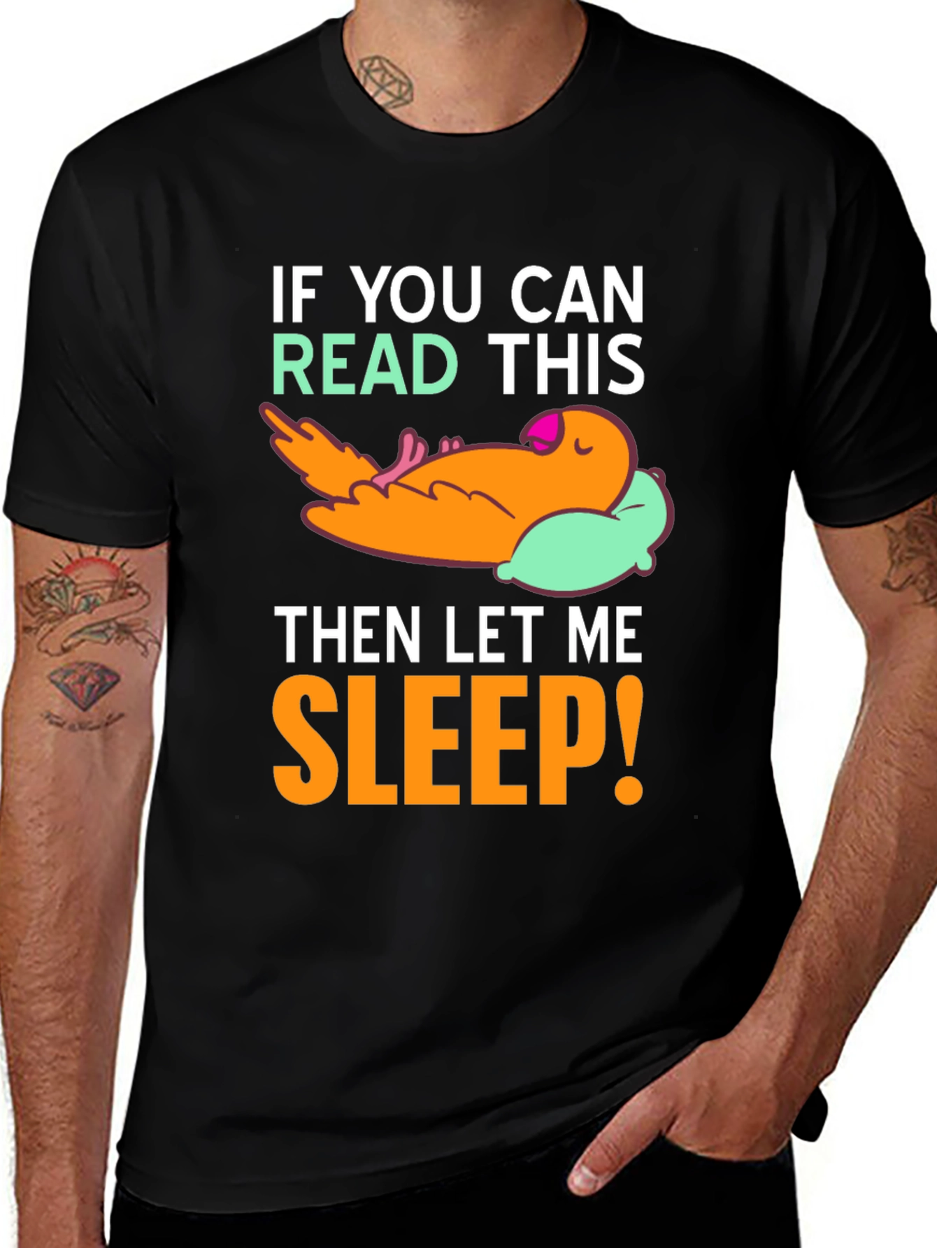 Sleepy Bird Graphic T-Shirt - Funny Slogan Tee