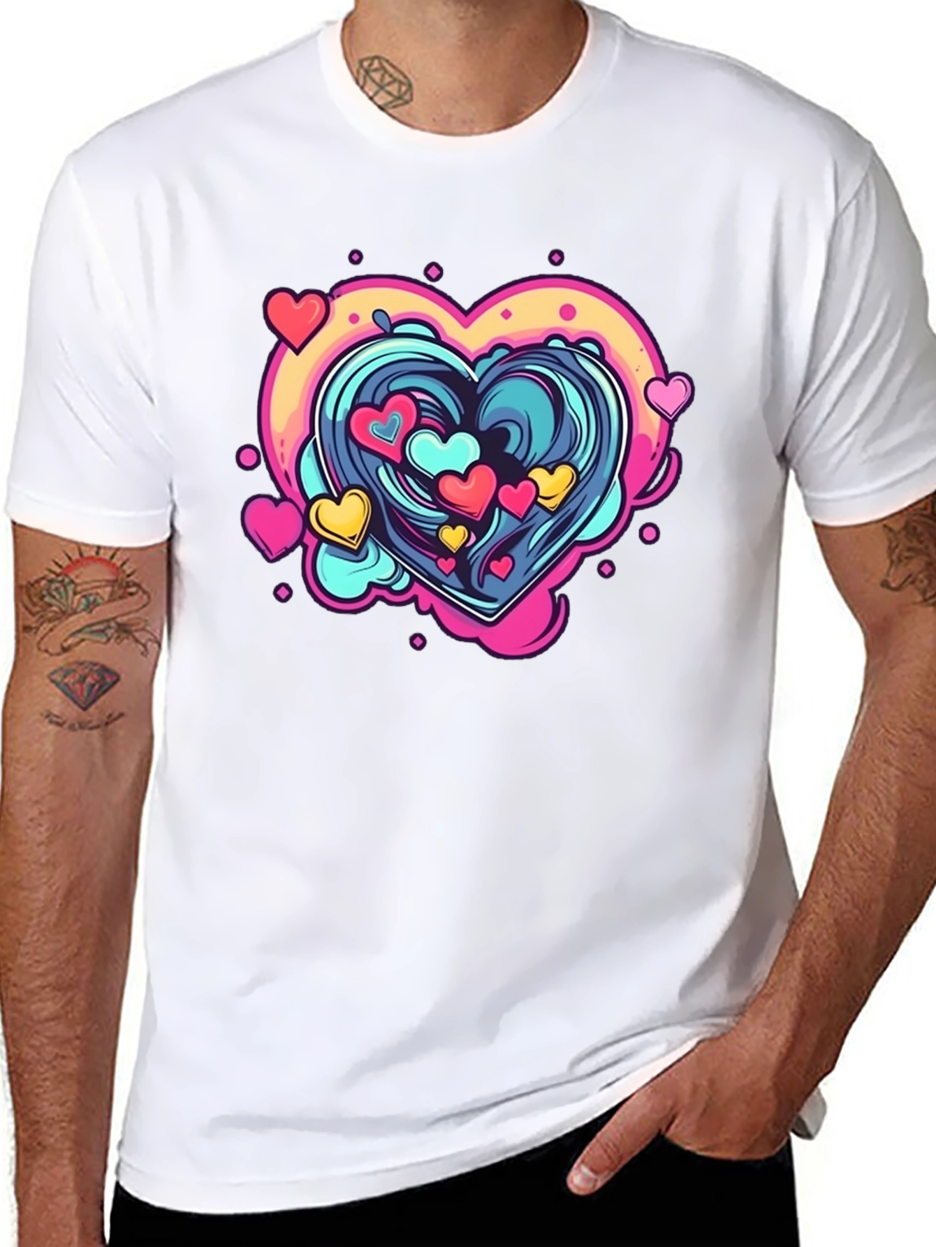 Heart Wave Graphic Tee - Black