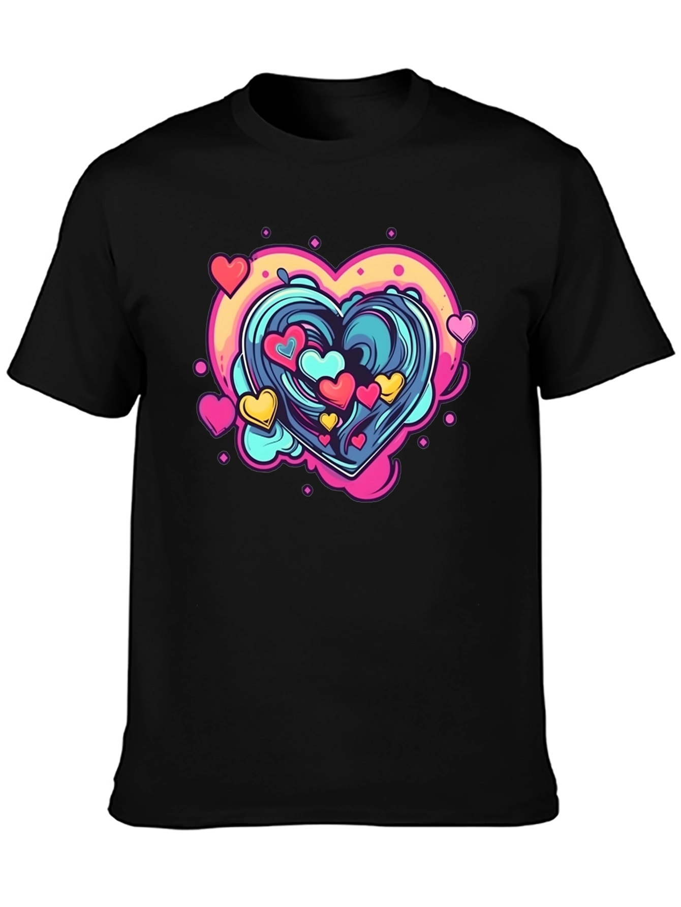 Heart Wave Graphic Tee - Black