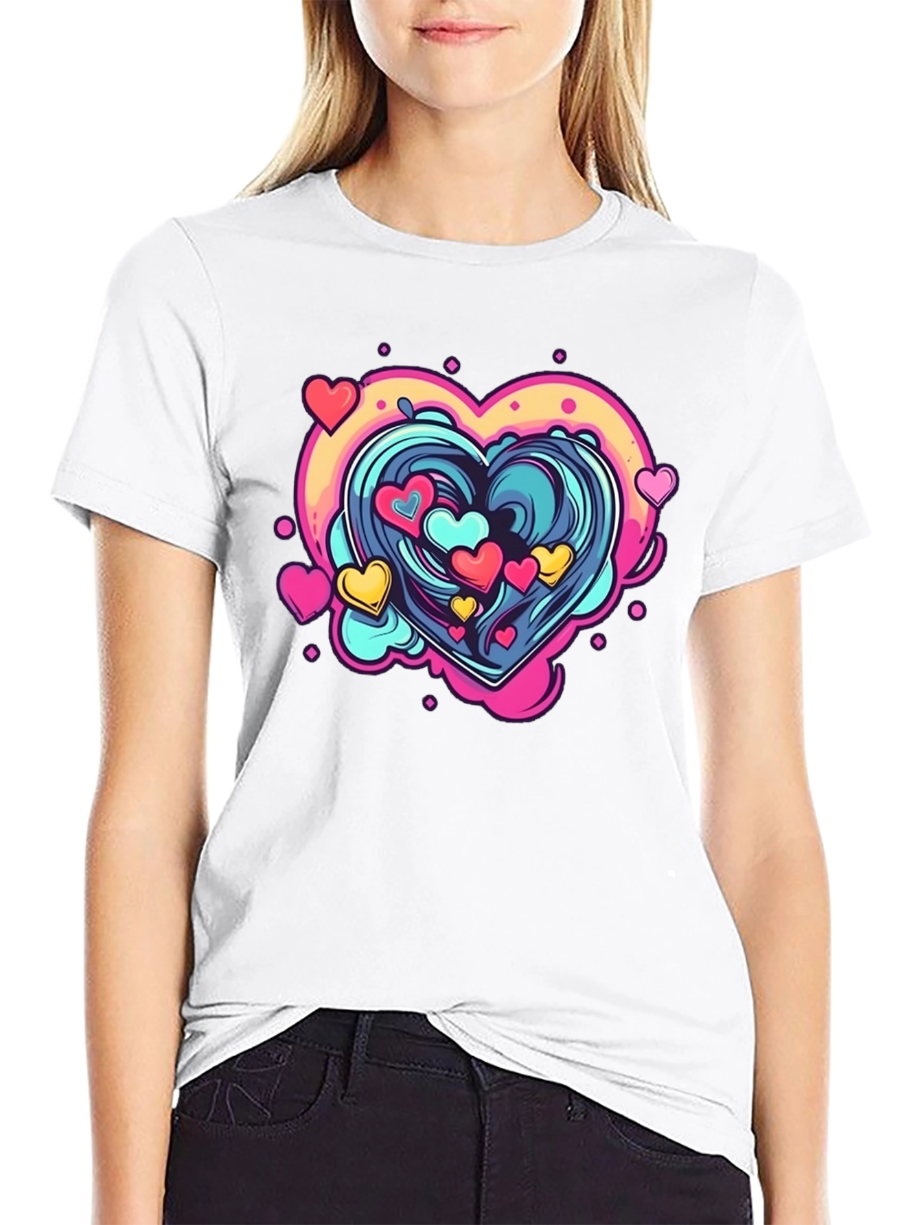 Heart Wave Graphic Tee - Black