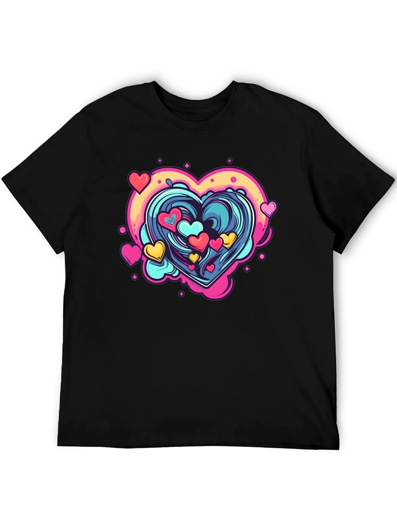 Heart Wave Graphic Tee - Black