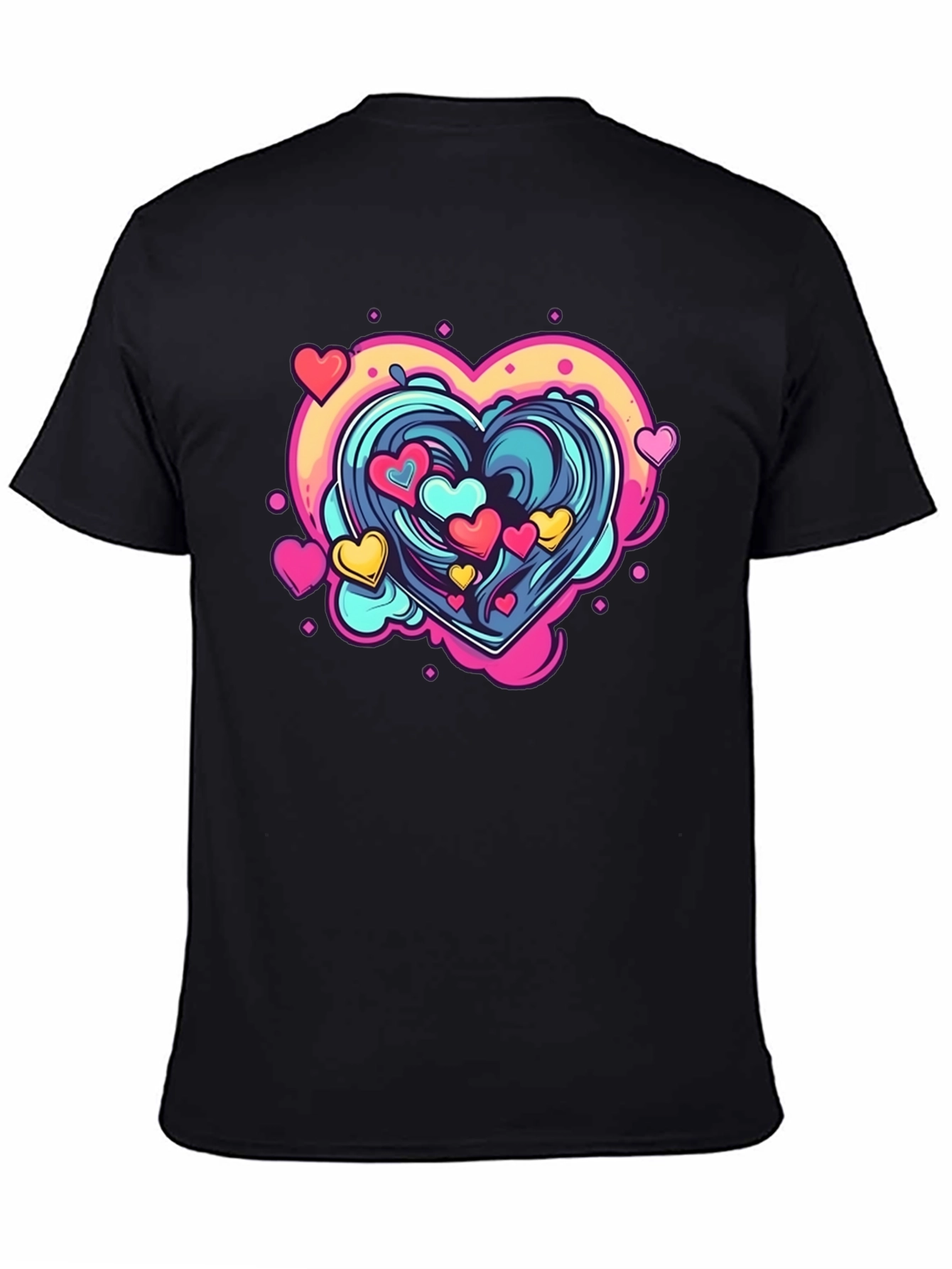 Heart Wave Graphic Tee - Black