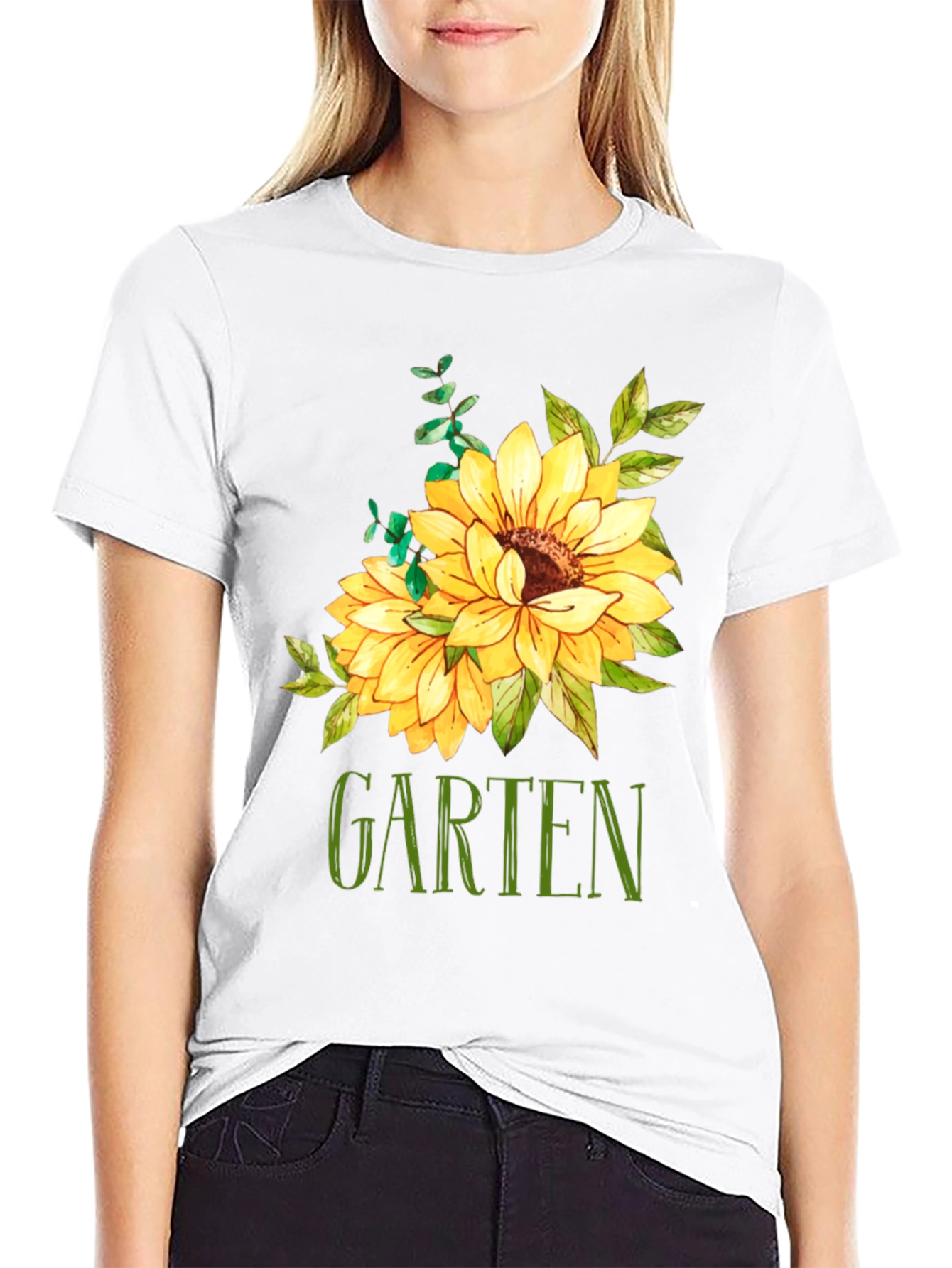 Garten Sunflower Graphic Tee - Black Cotton T-Shirt