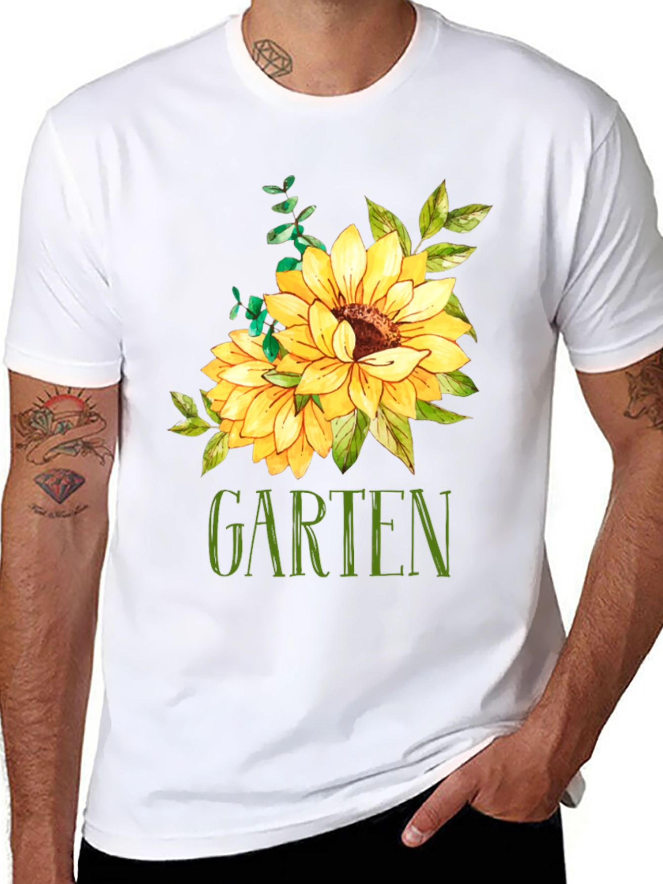 Garten Sunflower Graphic Tee - Black Cotton T-Shirt