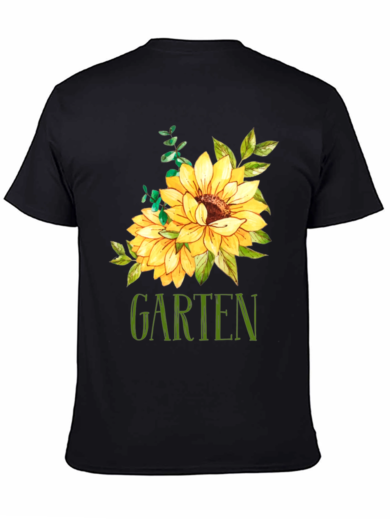 Garten Sunflower Graphic Tee - Black Cotton T-Shirt