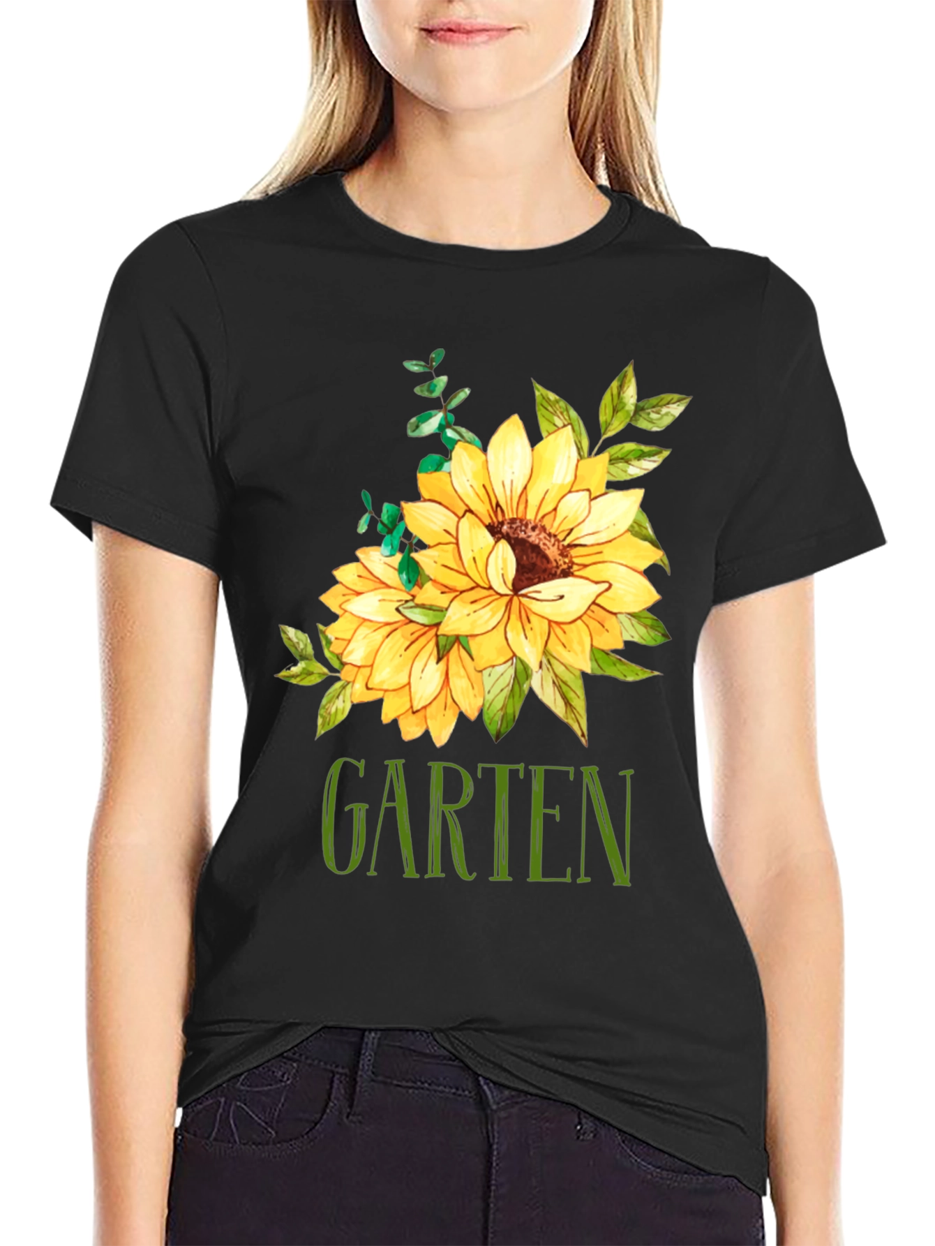 Garten Sunflower Graphic Tee - Black Cotton T-Shirt