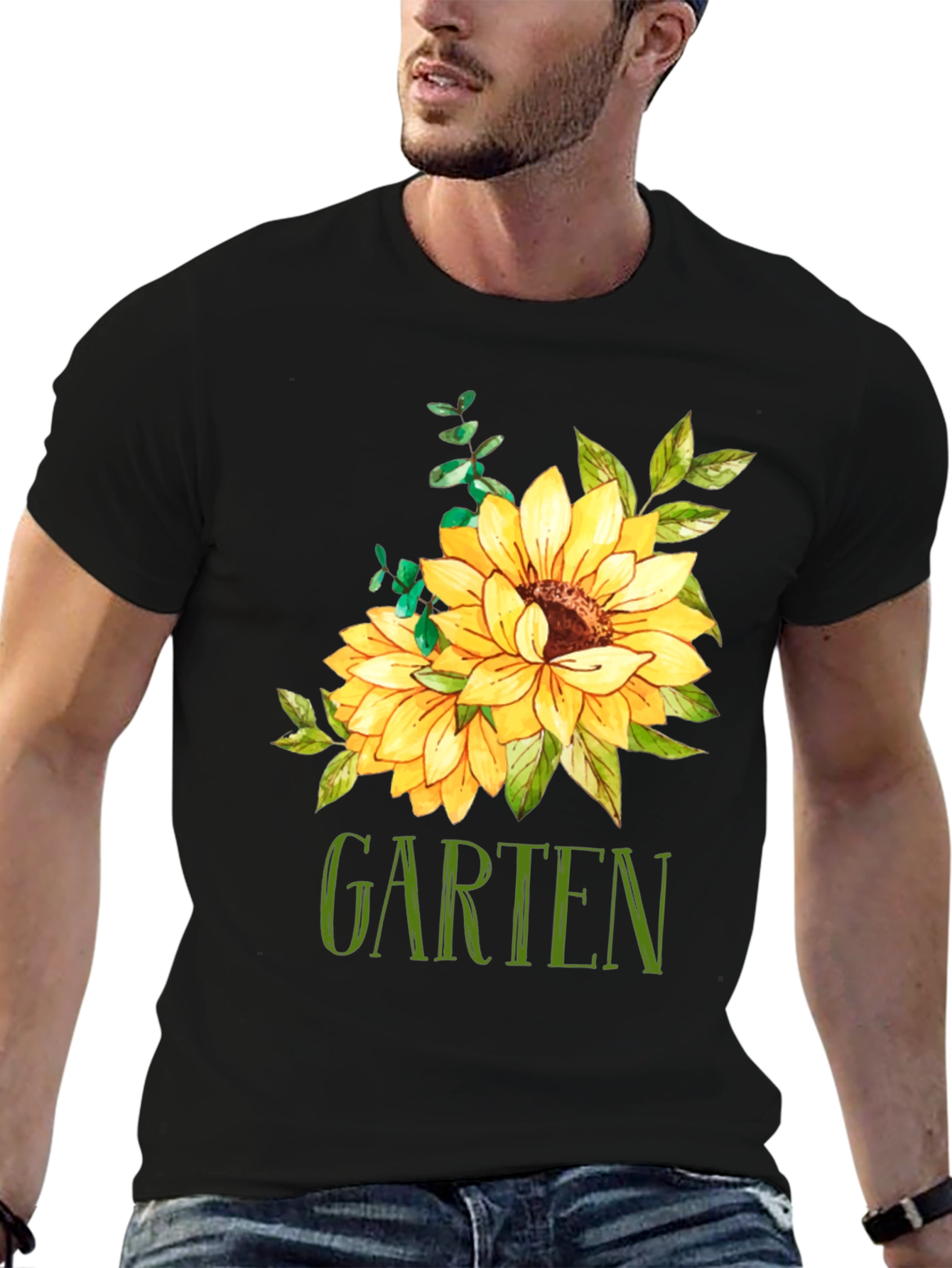Garten Sunflower Graphic Tee - Black Cotton T-Shirt