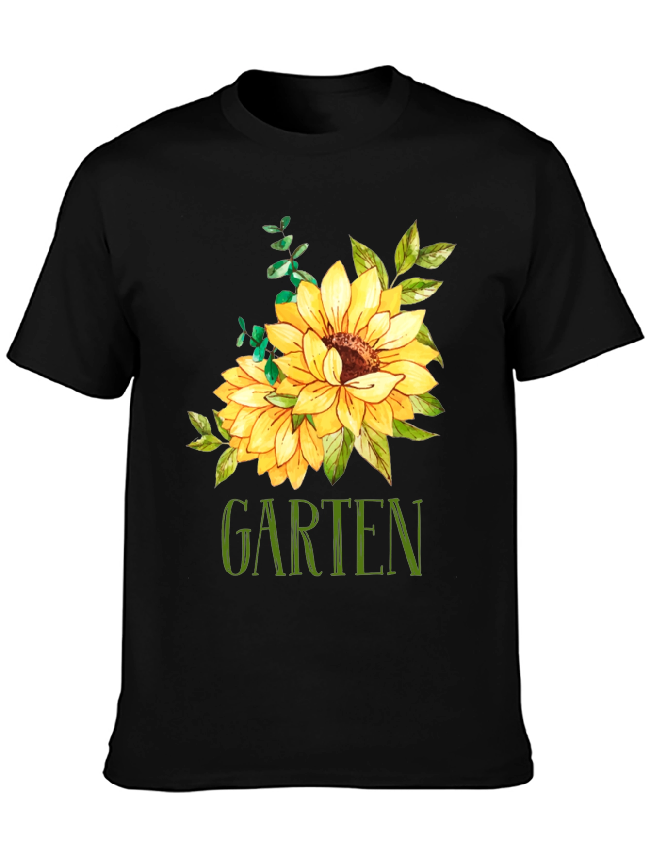 Garten Sunflower Graphic Tee - Black Cotton T-Shirt