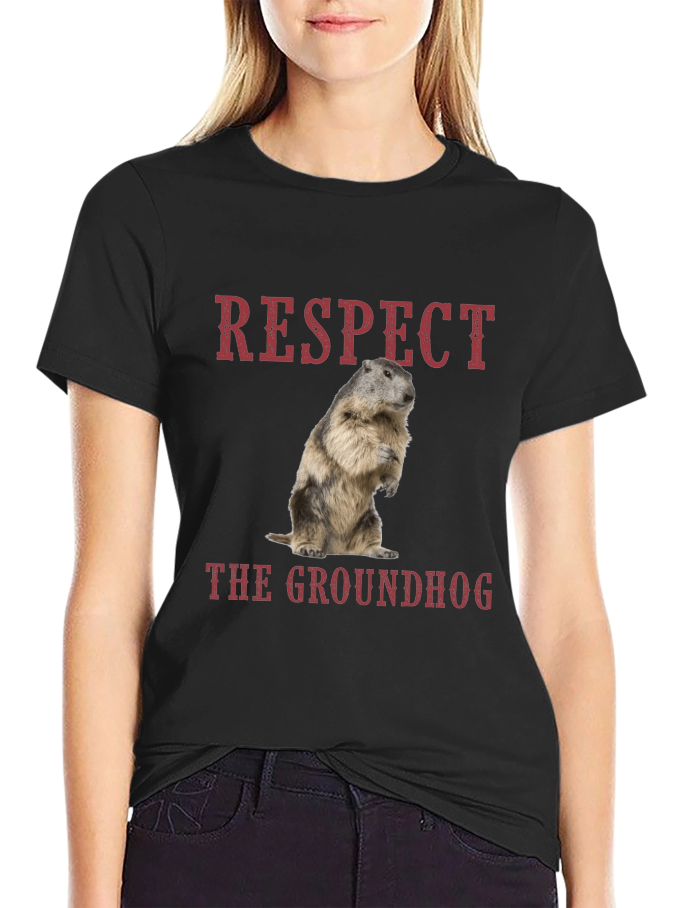 Respect the Groundhog T-Shirt - Black Cotton Tee