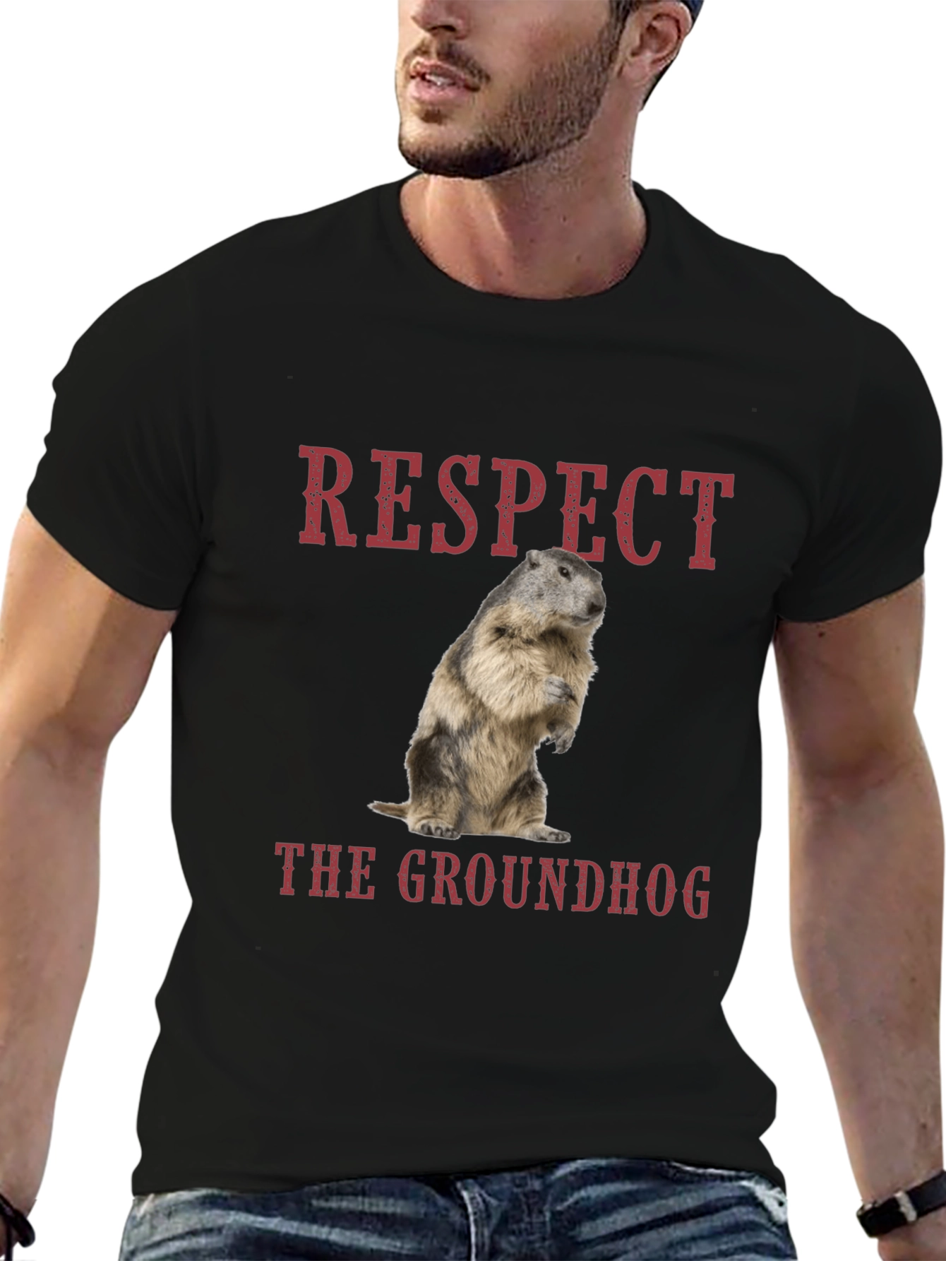 Respect the Groundhog T-Shirt - Black Cotton Tee