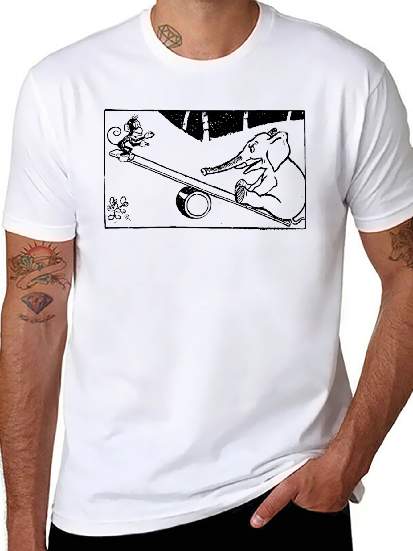 Monkey & Elephant See-Saw Graphic Tee