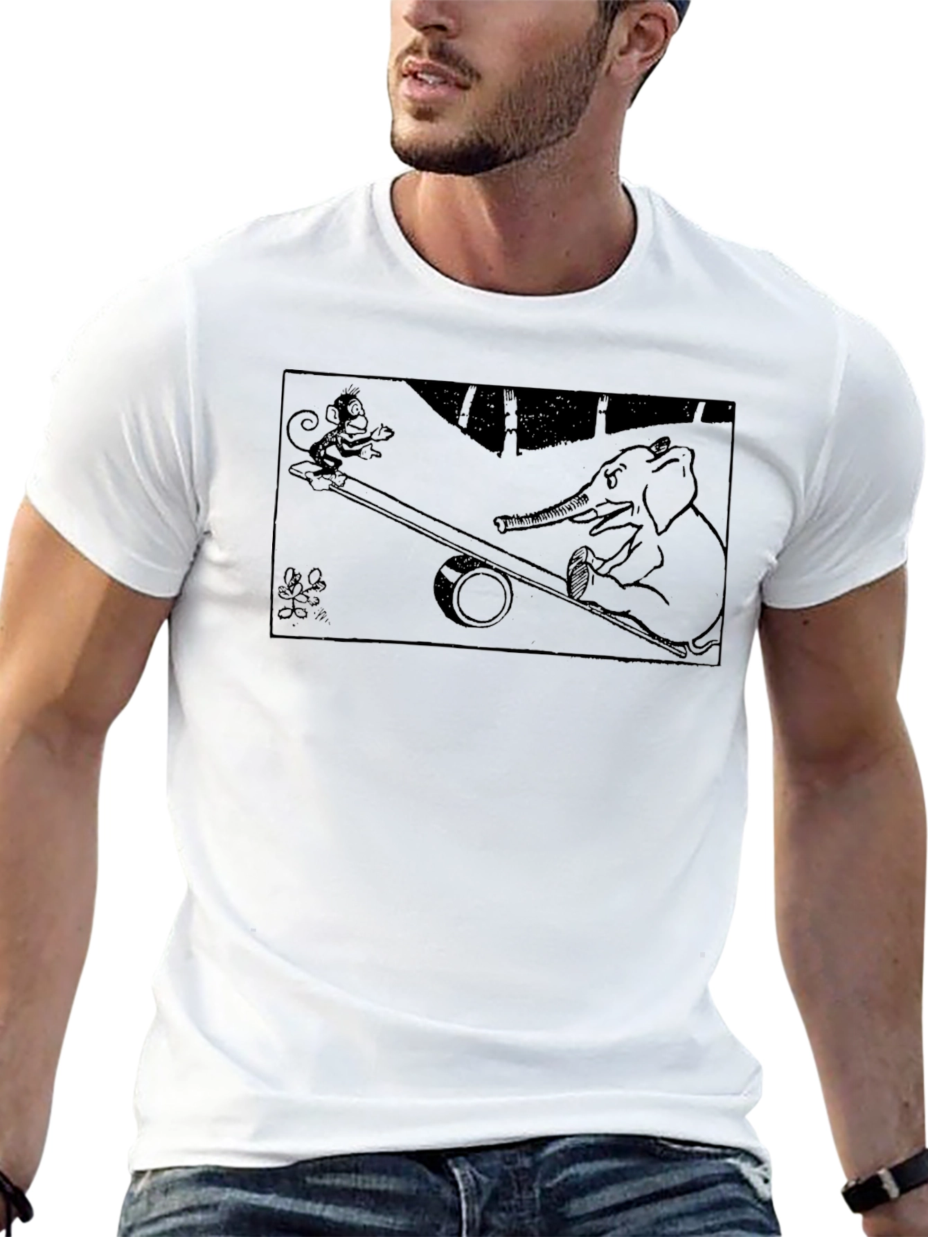 Monkey & Elephant See-Saw Graphic Tee