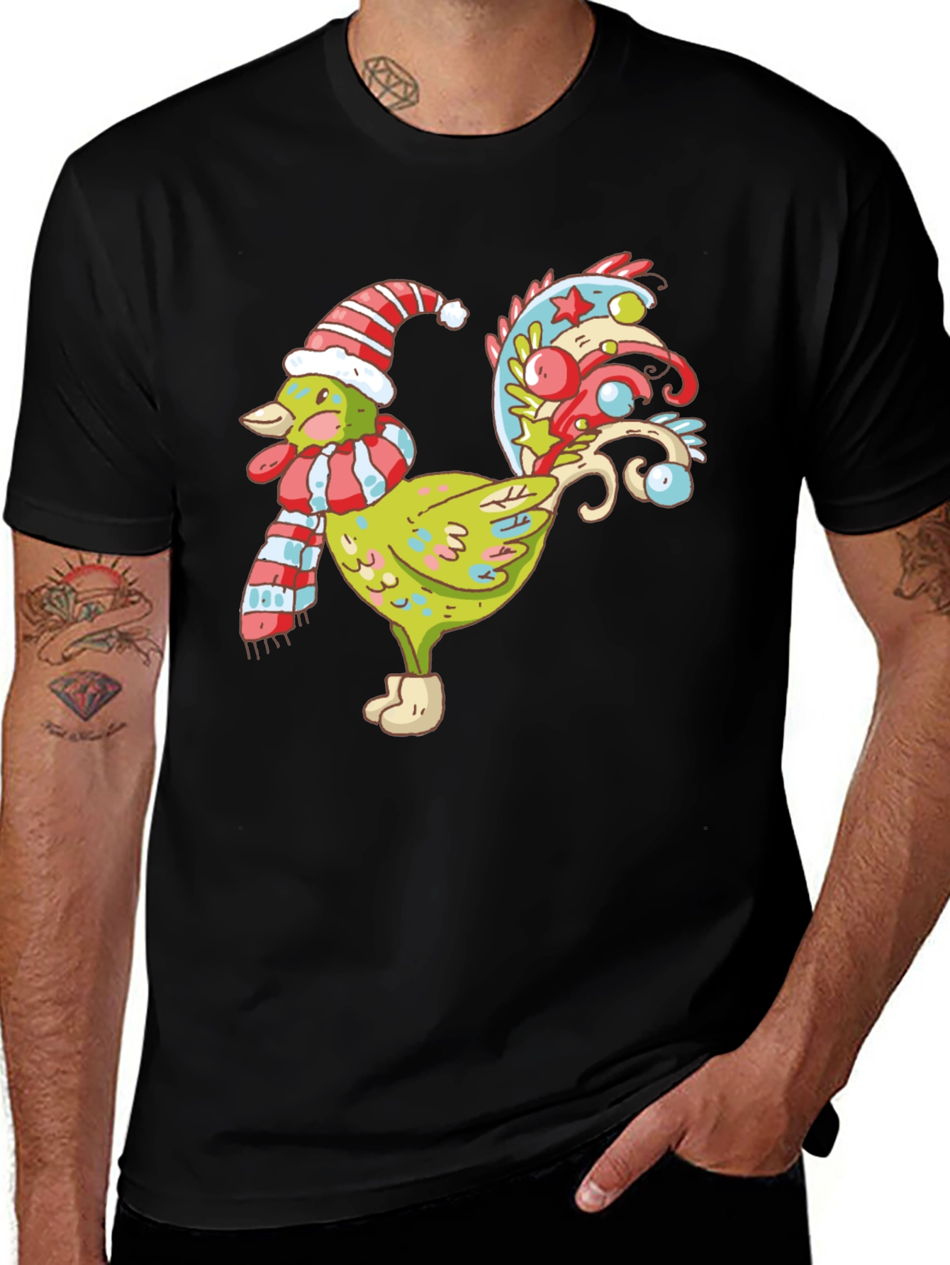 Festive Rooster Graphic Tee