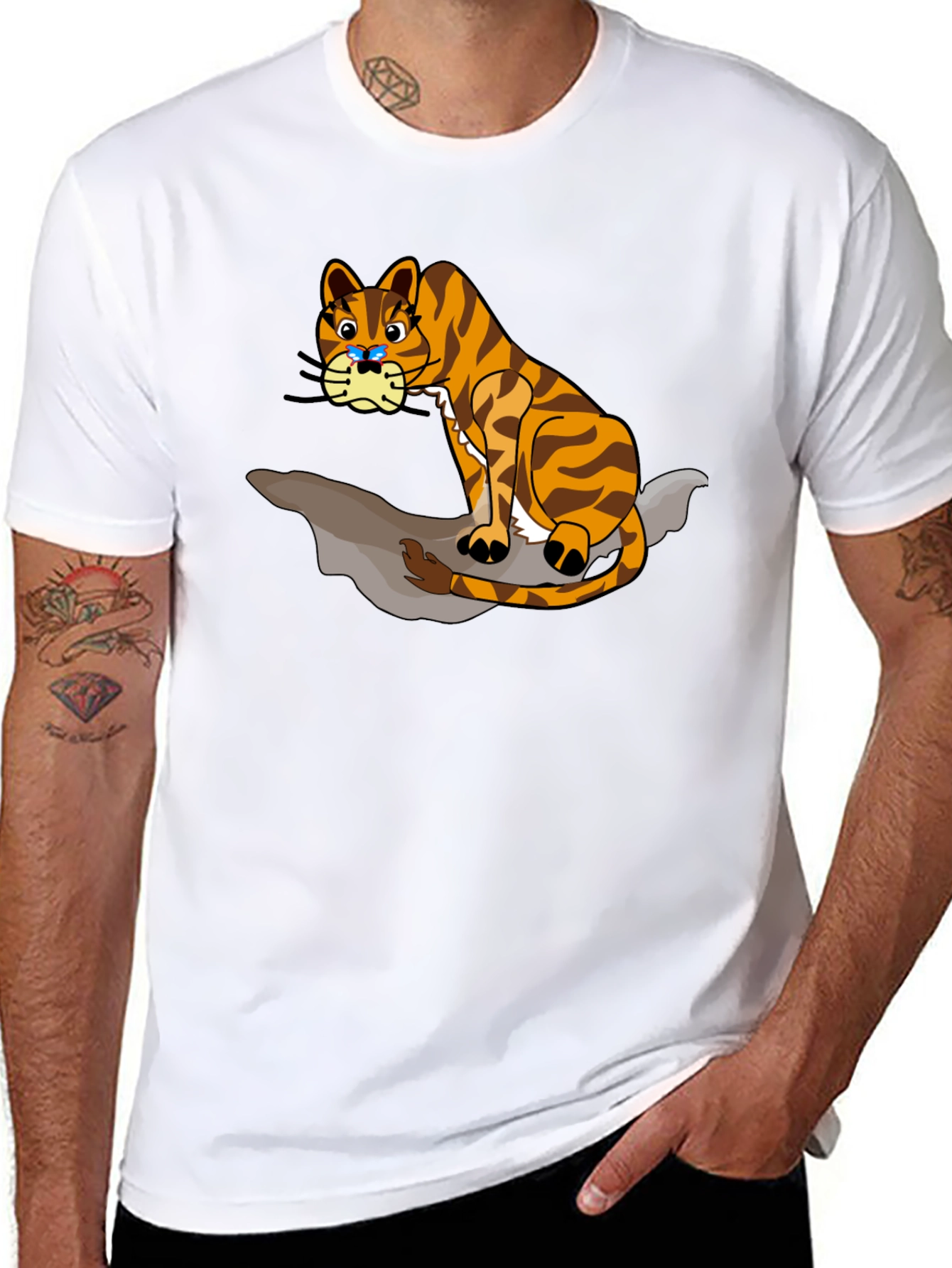 Cartoon Tiger Graphic T-Shirt