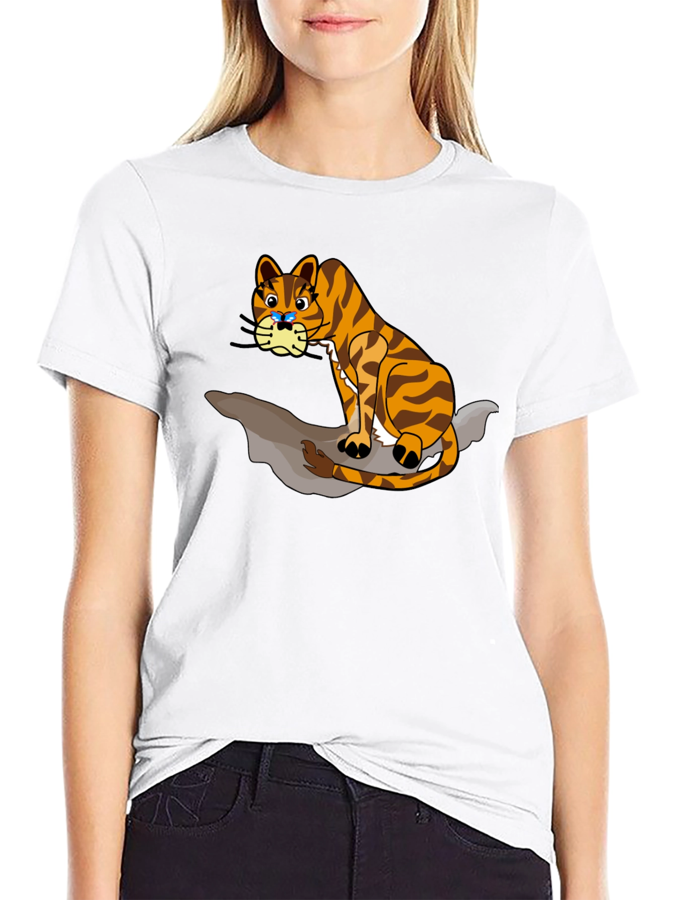 Cartoon Tiger Graphic T-Shirt