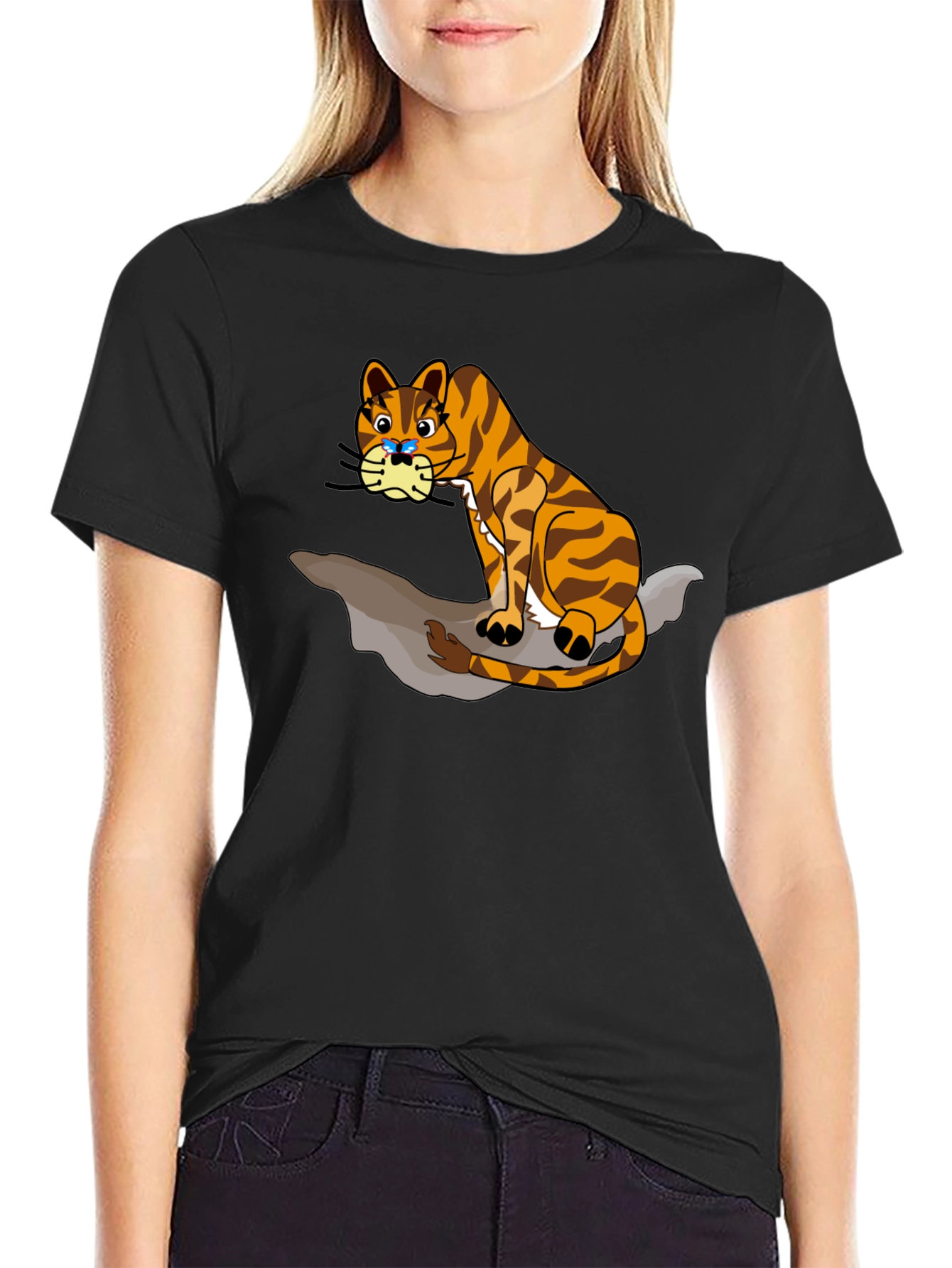 Cartoon Tiger Graphic T-Shirt