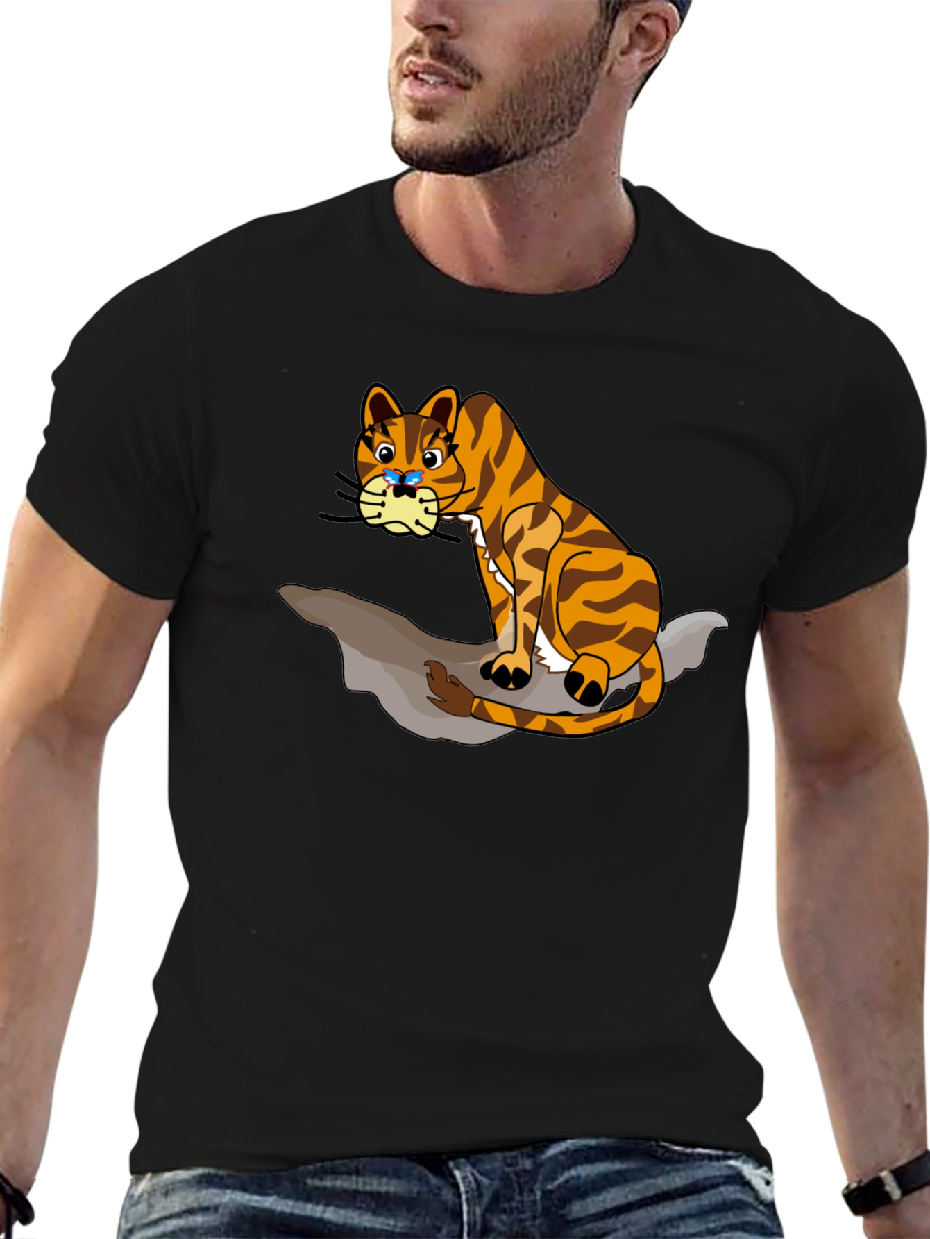 Cartoon Tiger Graphic T-Shirt