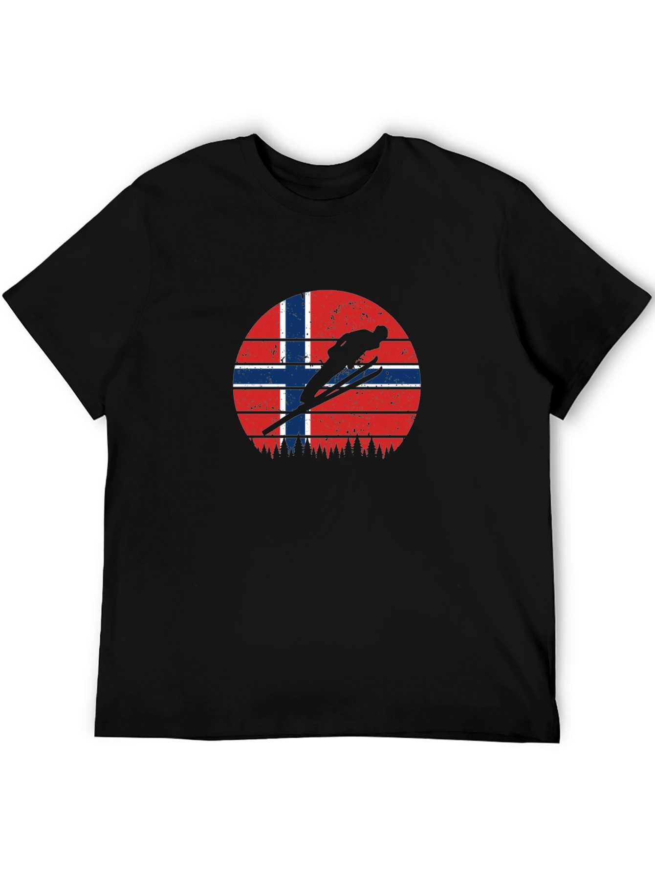 Norway Flag Ski Jumper Black T-Shirt