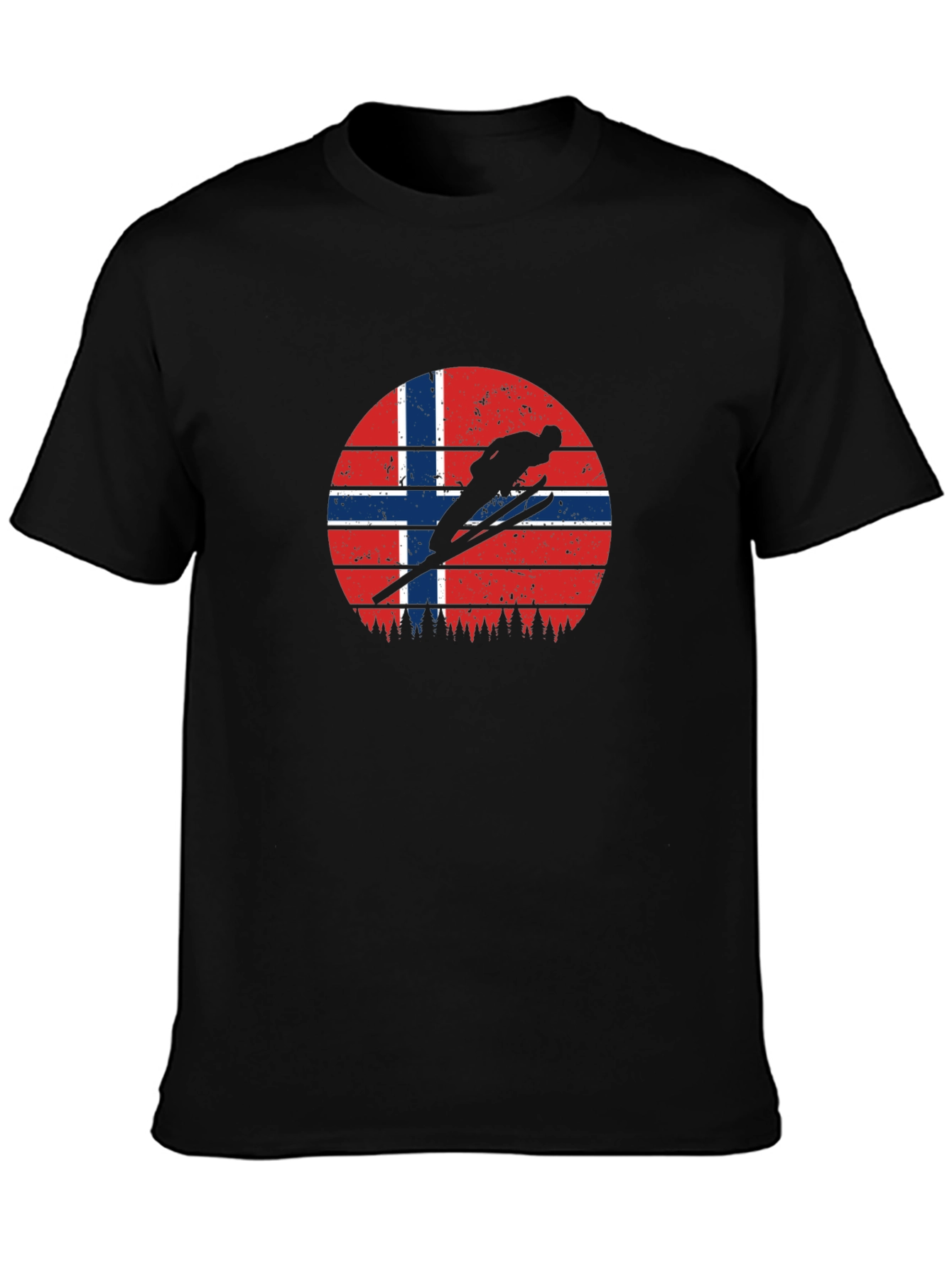 Norway Flag Ski Jumper Black T-Shirt