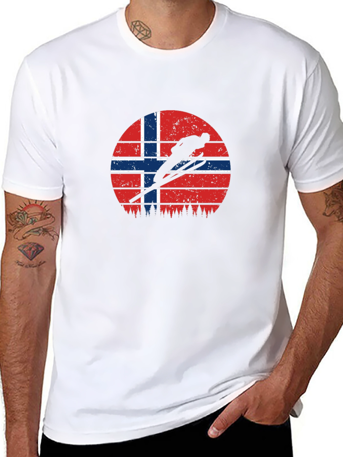 Norway Flag Ski Jumper Black T-Shirt