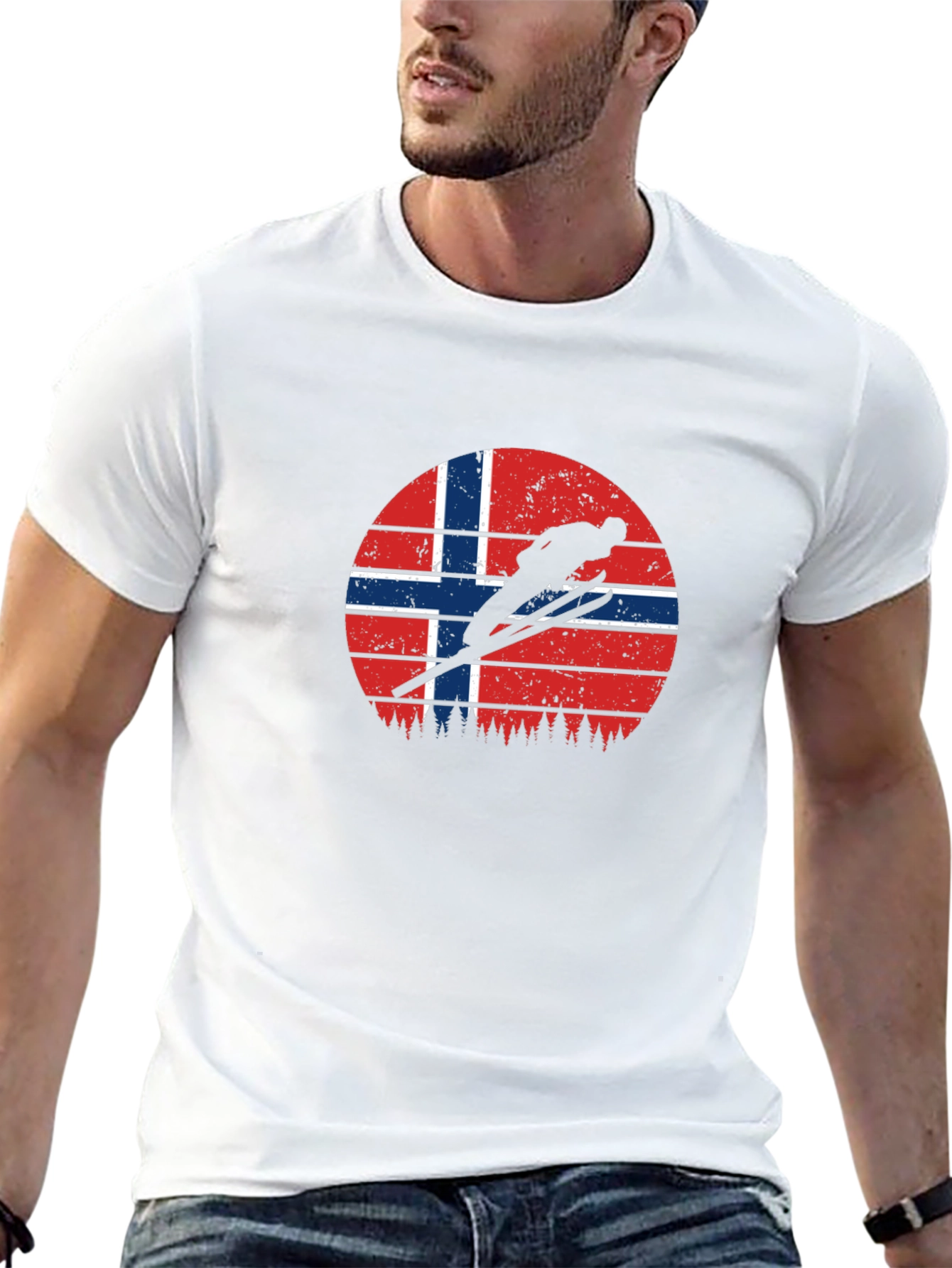 Norway Flag Ski Jumper Black T-Shirt