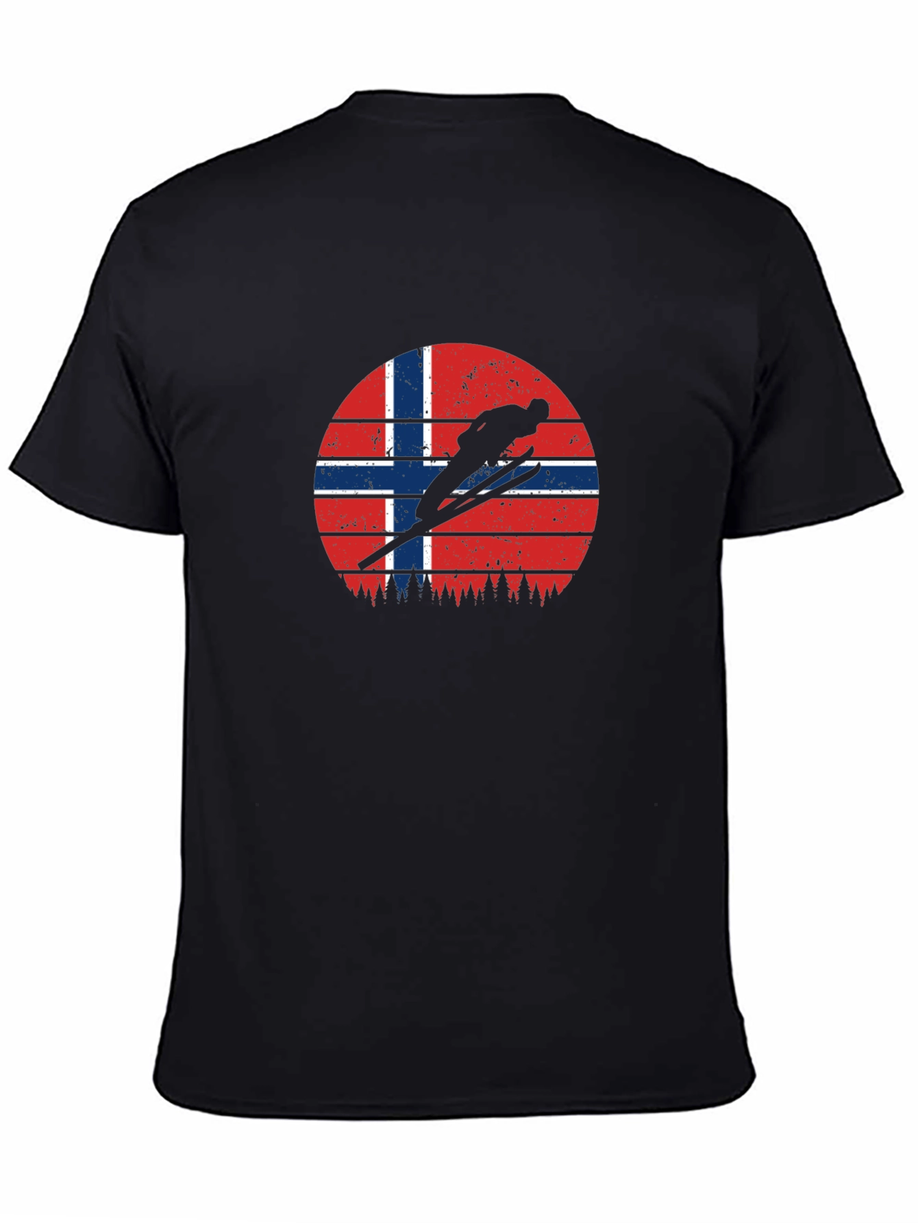 Norway Flag Ski Jumper Black T-Shirt