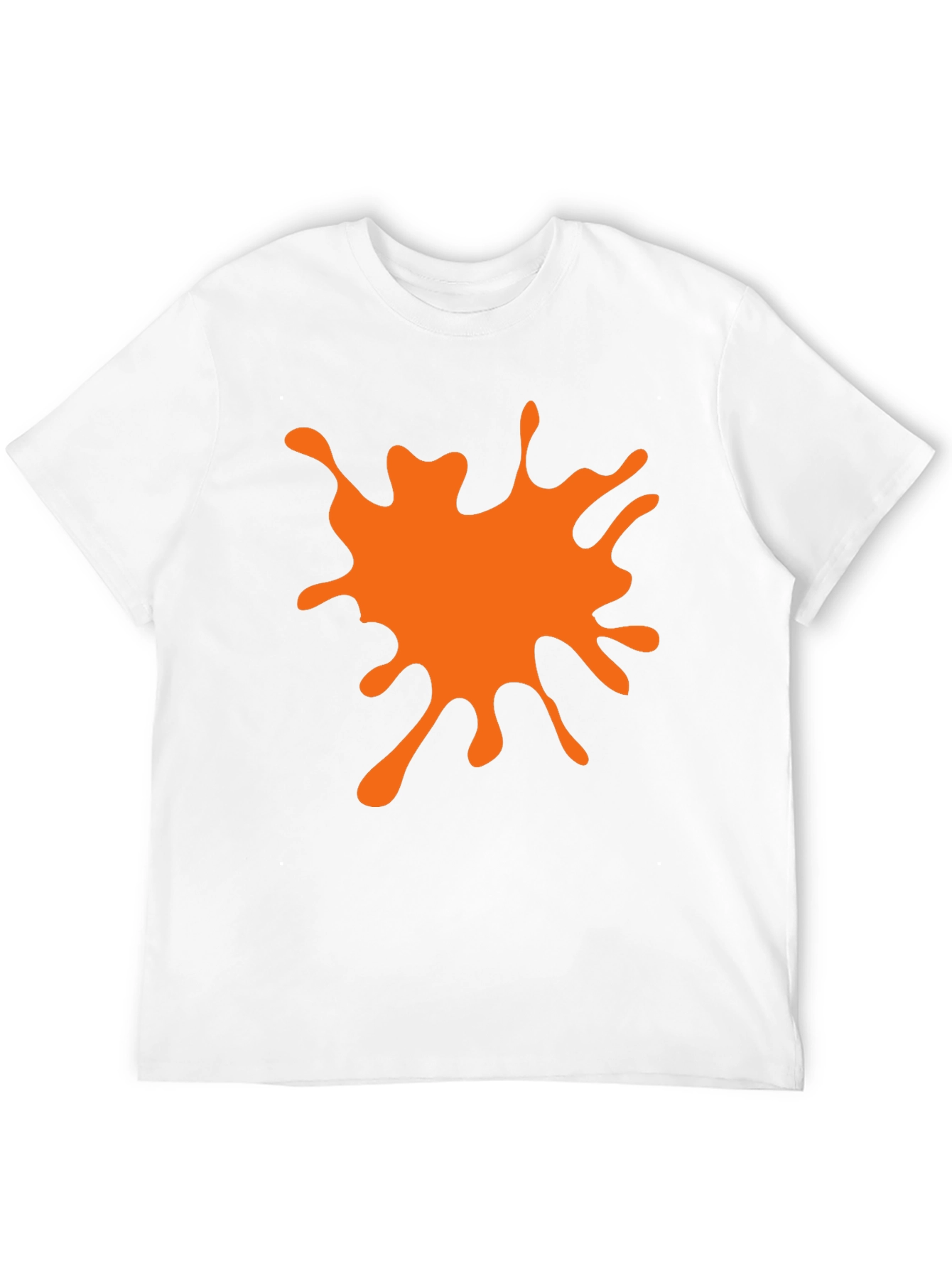 Black T-Shirt with Orange Paint Splatter Graphic