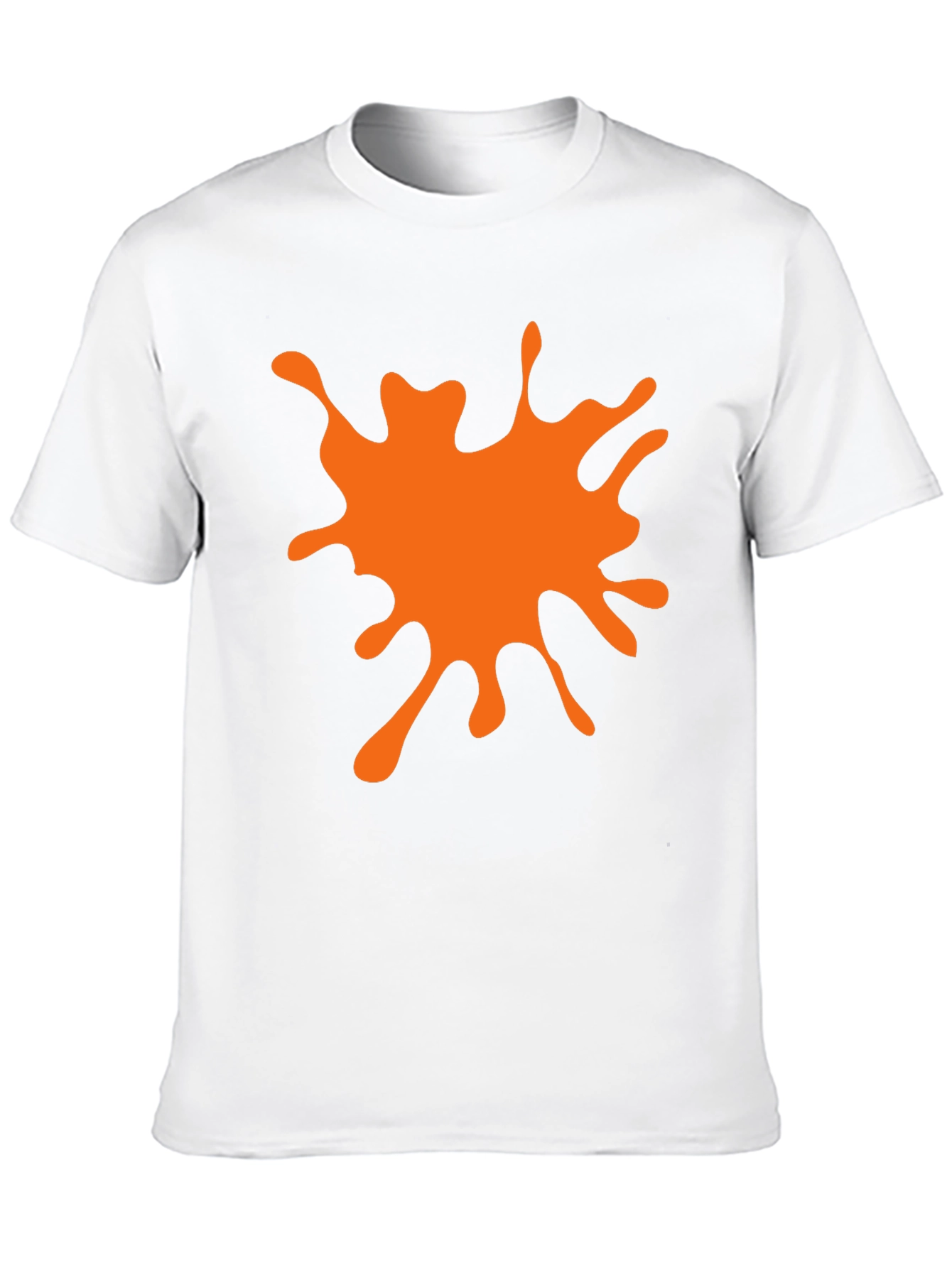 Black T-Shirt with Orange Paint Splatter Graphic