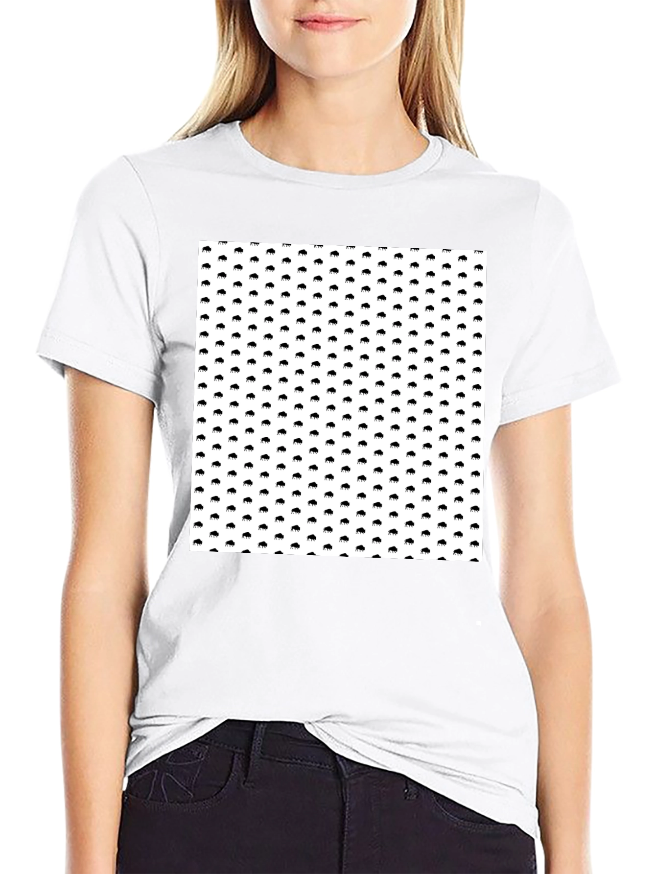 Modern Buffalo Print Black T-Shirt