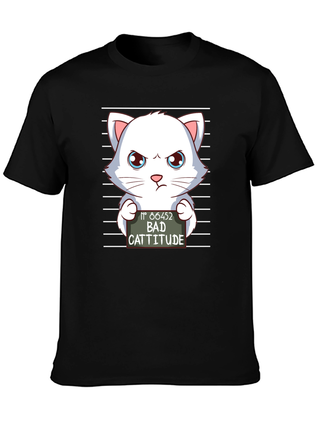 Bad Cattitude T-Shirt Funny Cat Mugshot Tee