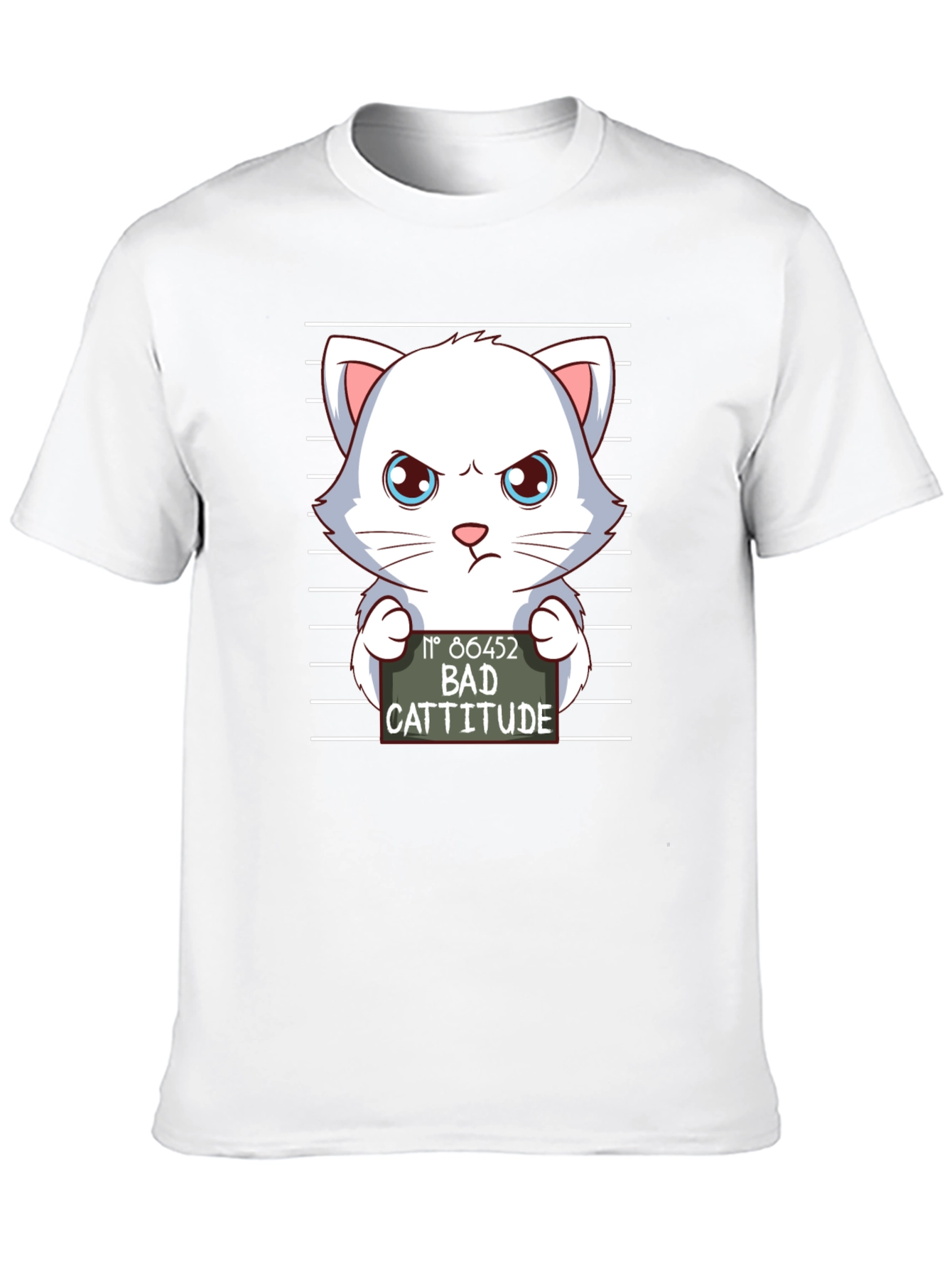 Bad Cattitude T-Shirt Funny Cat Mugshot Tee