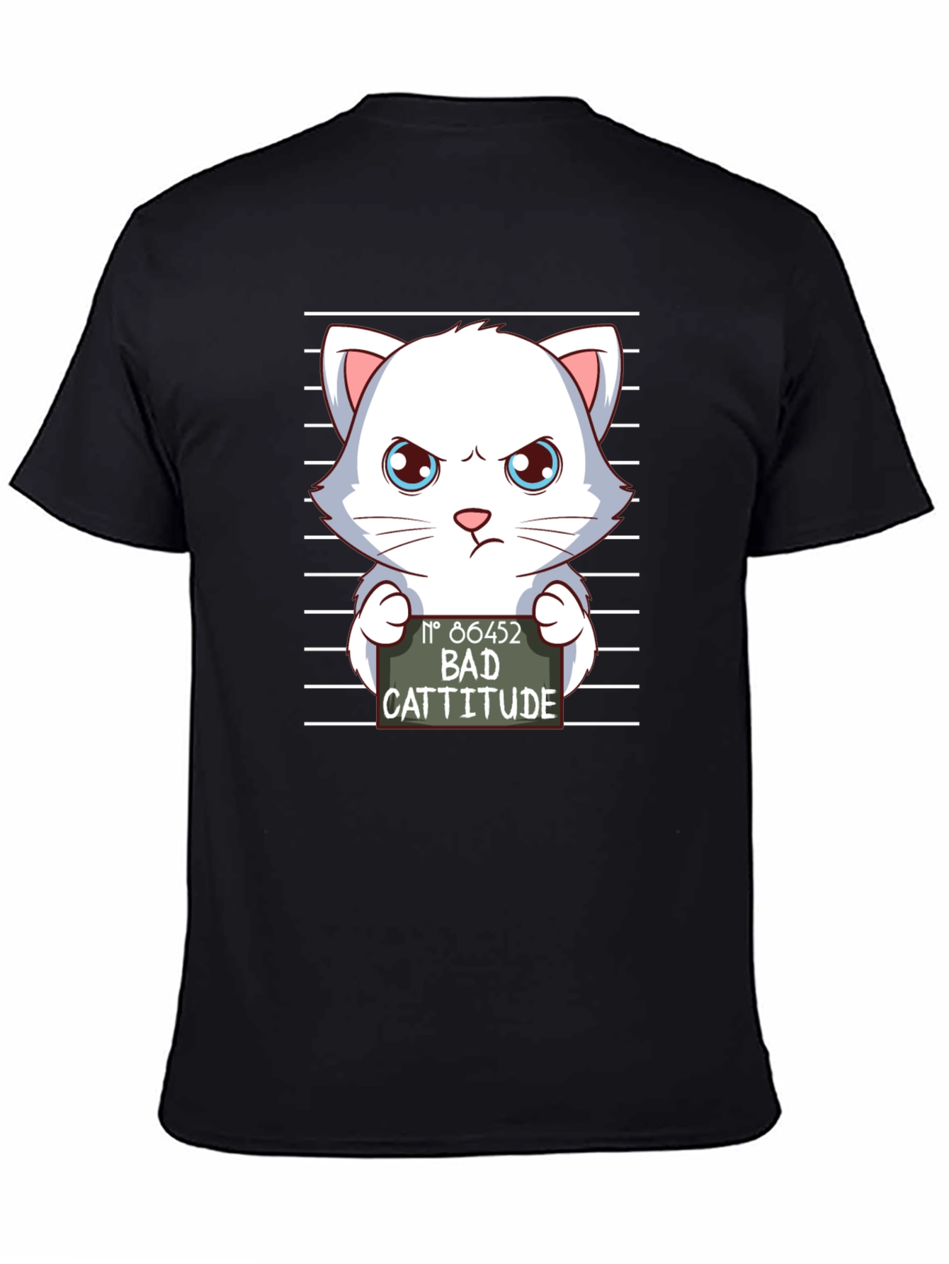Bad Cattitude T-Shirt Funny Cat Mugshot Tee