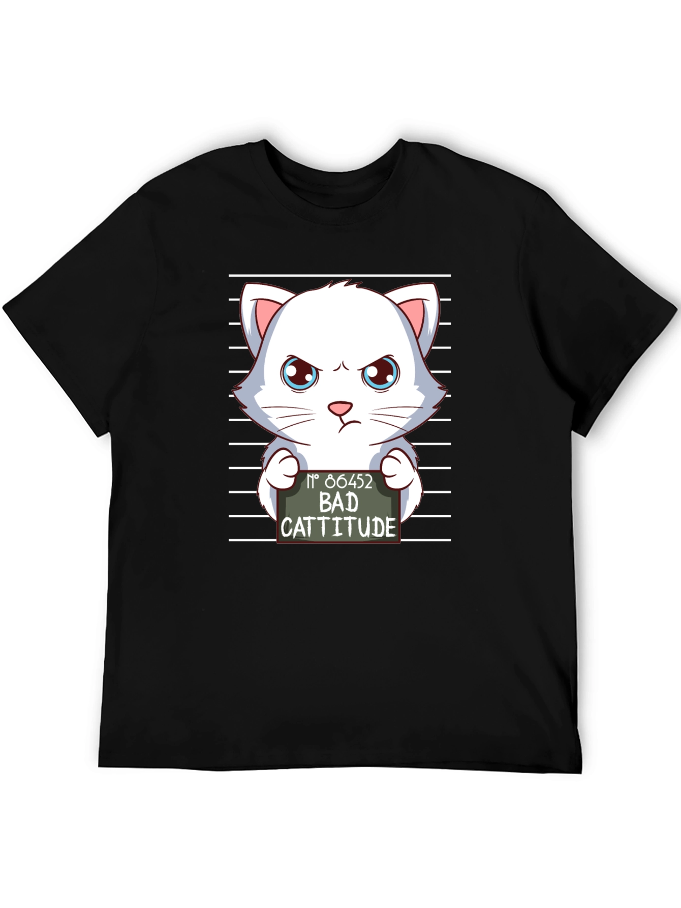 Bad Cattitude T-Shirt Funny Cat Mugshot Tee