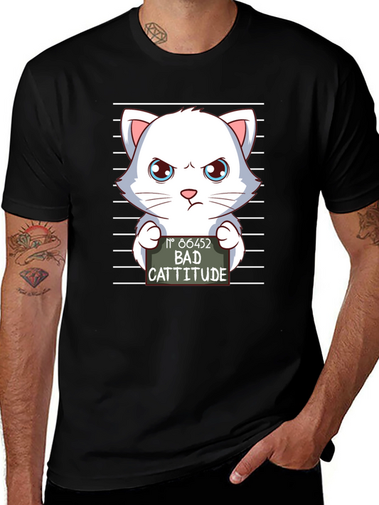 Bad Cattitude T-Shirt Funny Cat Mugshot Tee