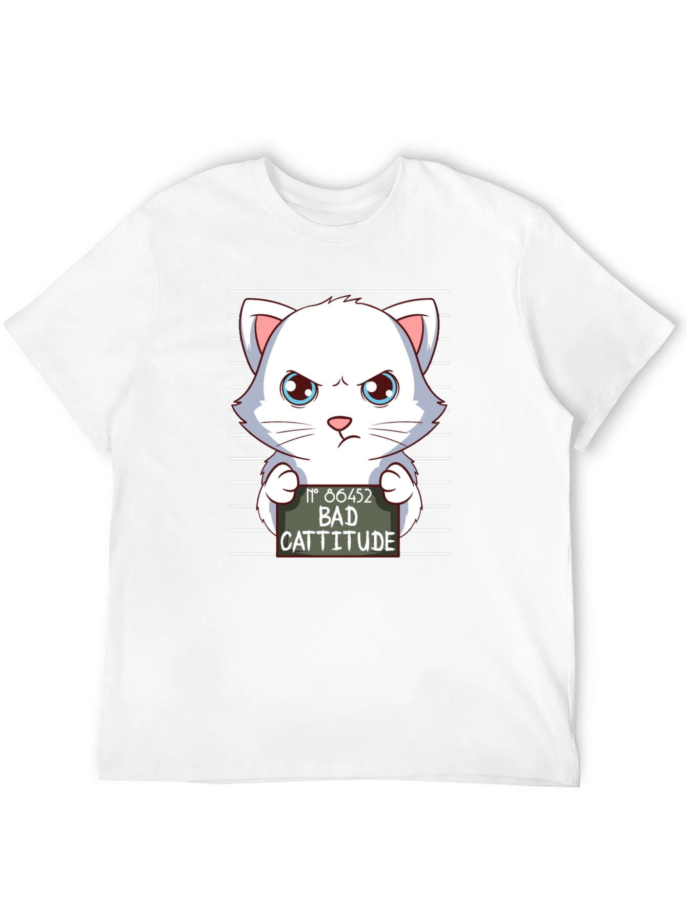 Bad Cattitude T-Shirt Funny Cat Mugshot Tee