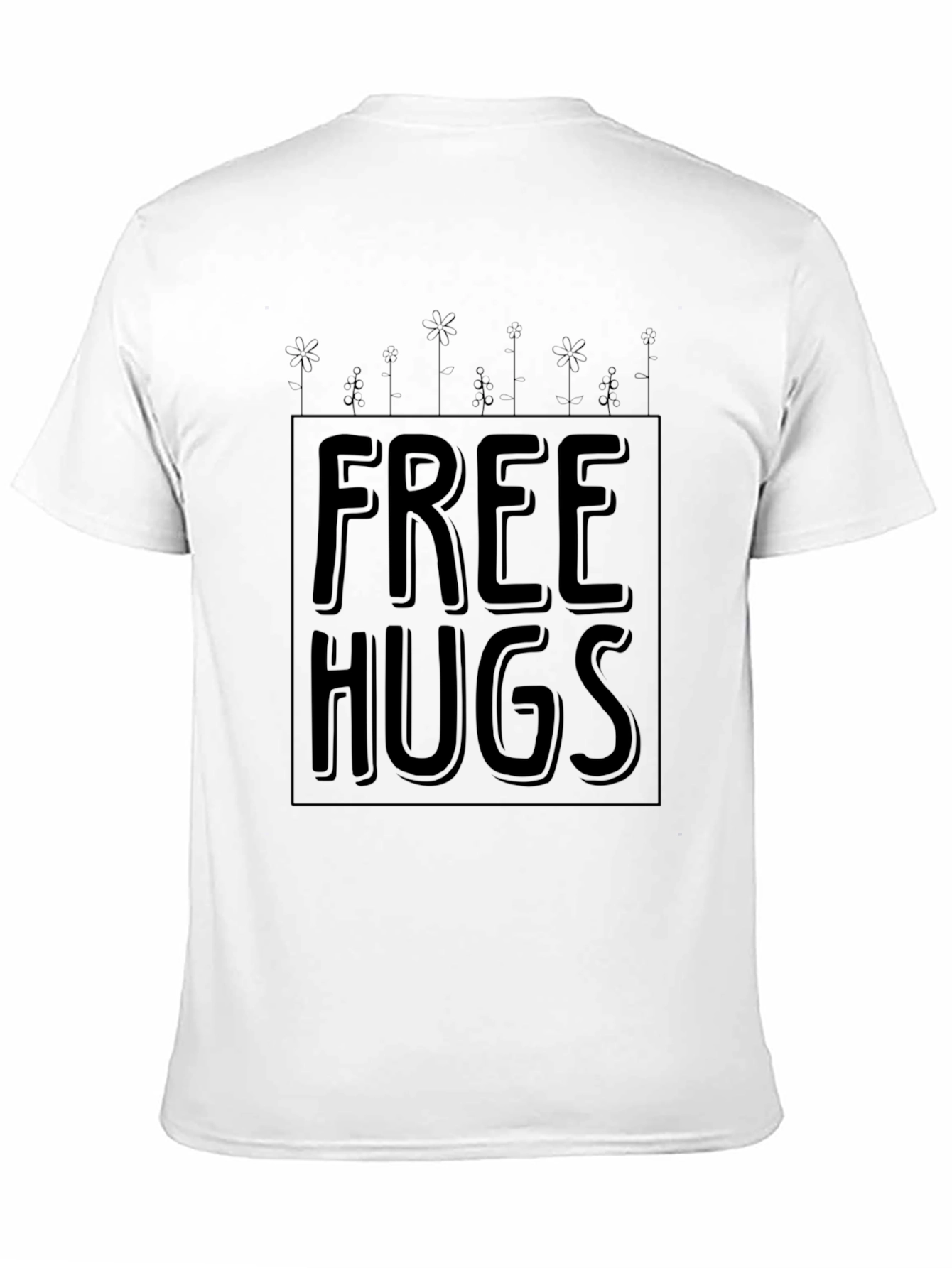 Free Hugs Graphic Print Black Tee