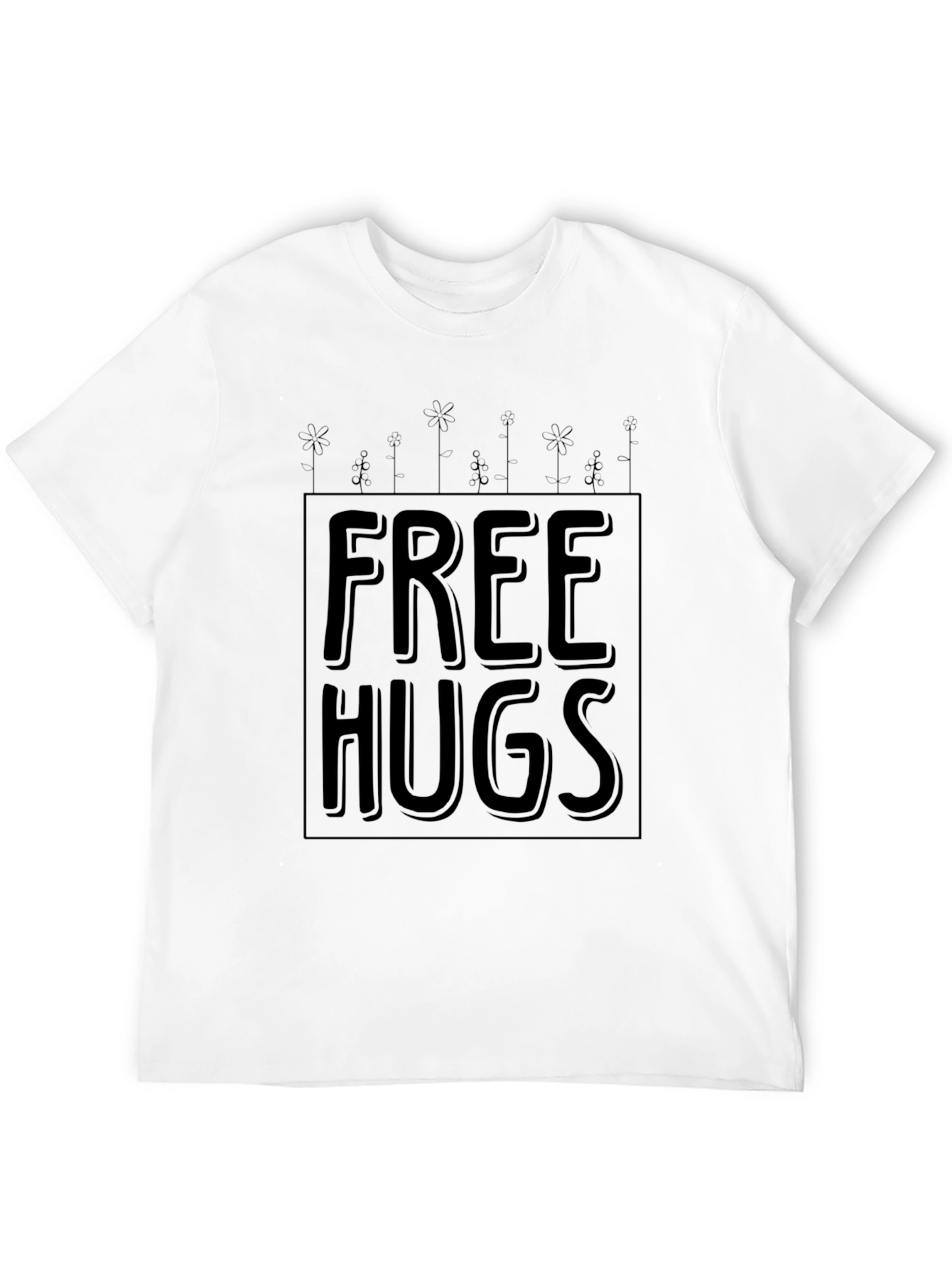 Free Hugs Graphic Print Black Tee