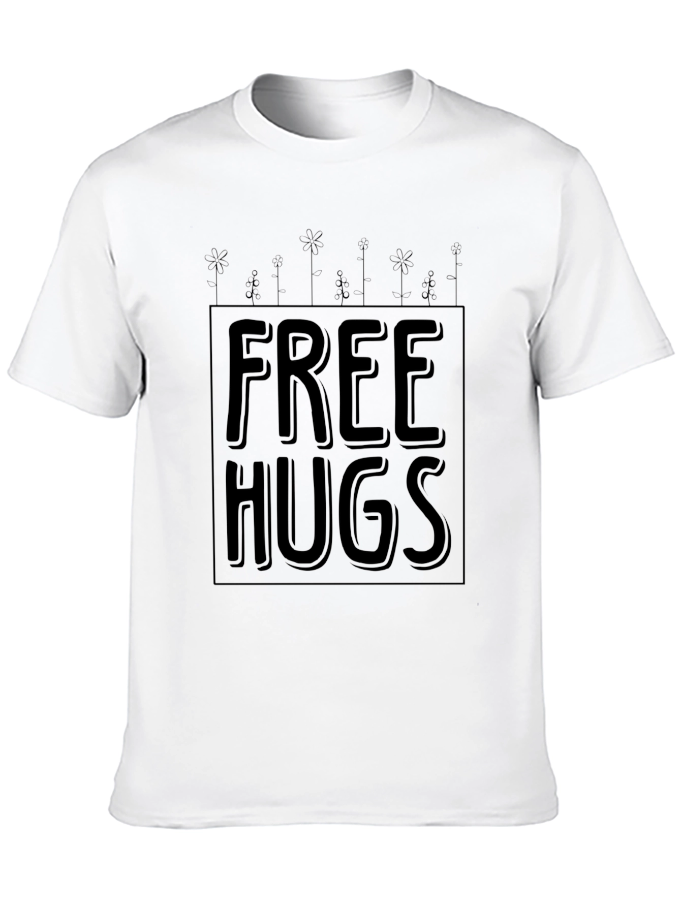 Free Hugs Graphic Print Black Tee