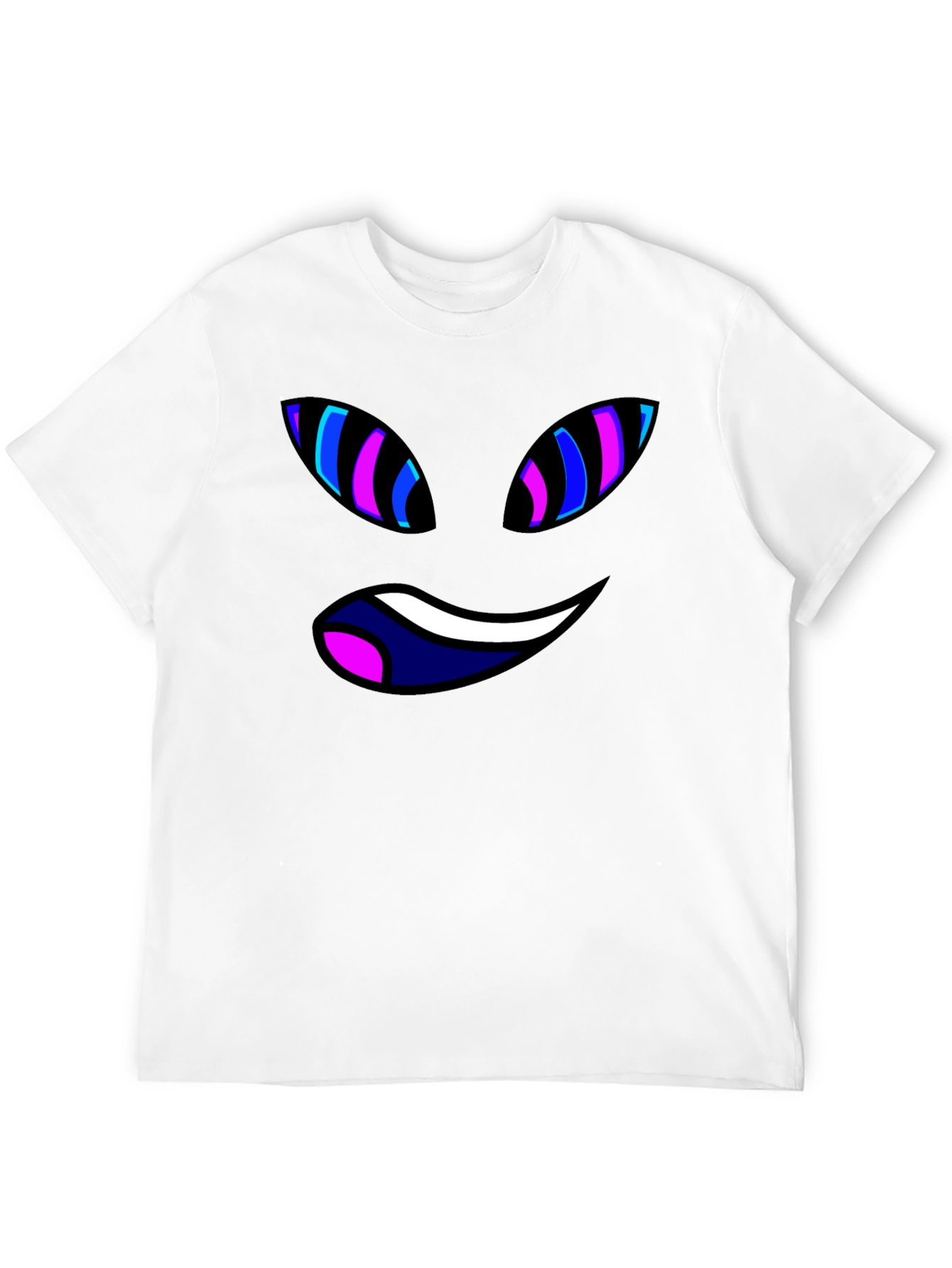 Black Tee with Trippy Cartoon Face Graphic