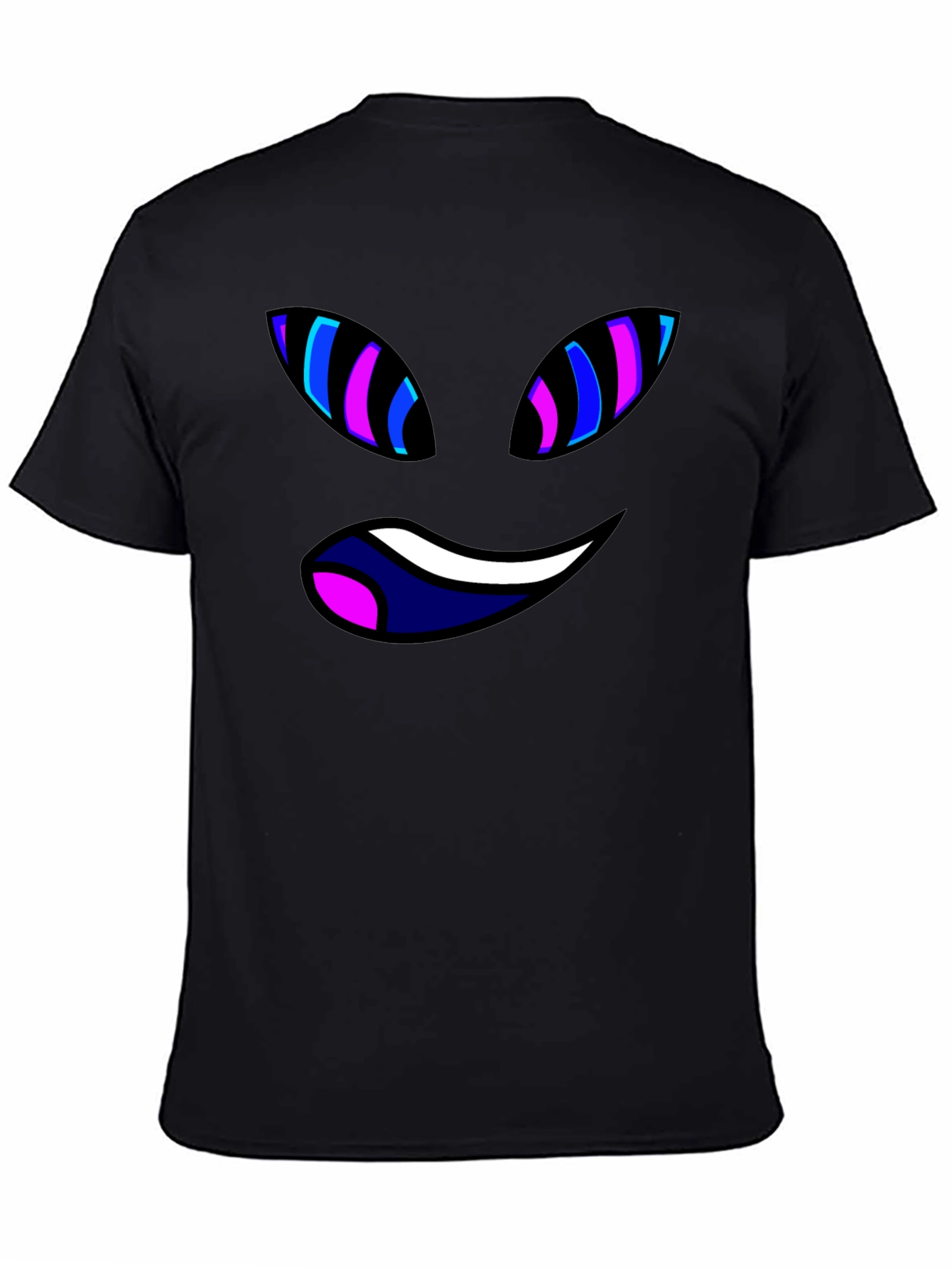 Black Tee with Trippy Cartoon Face Graphic